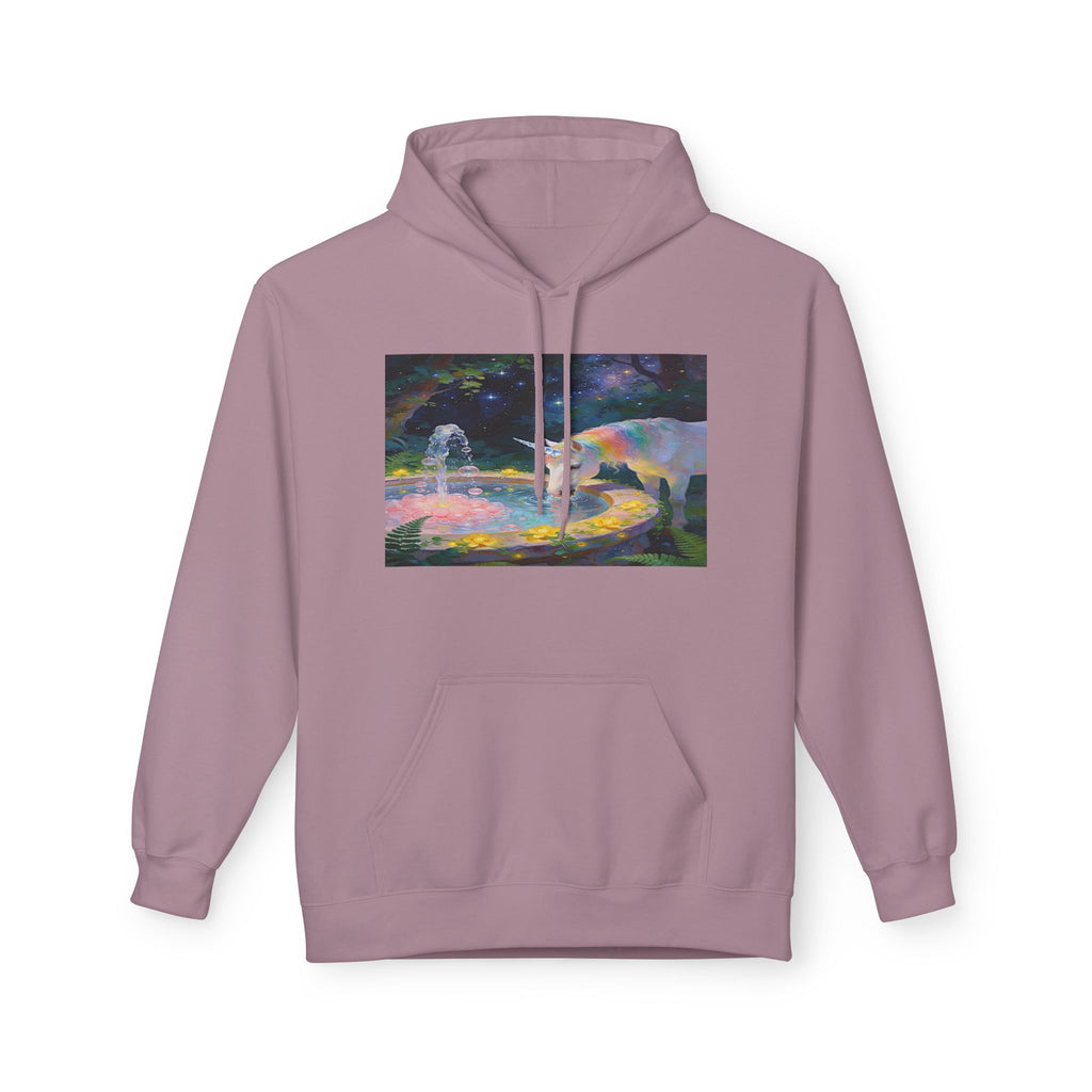 Aurora Bear & Fountain Hoodie — Dreamy Watercolor Wildlife Pullover