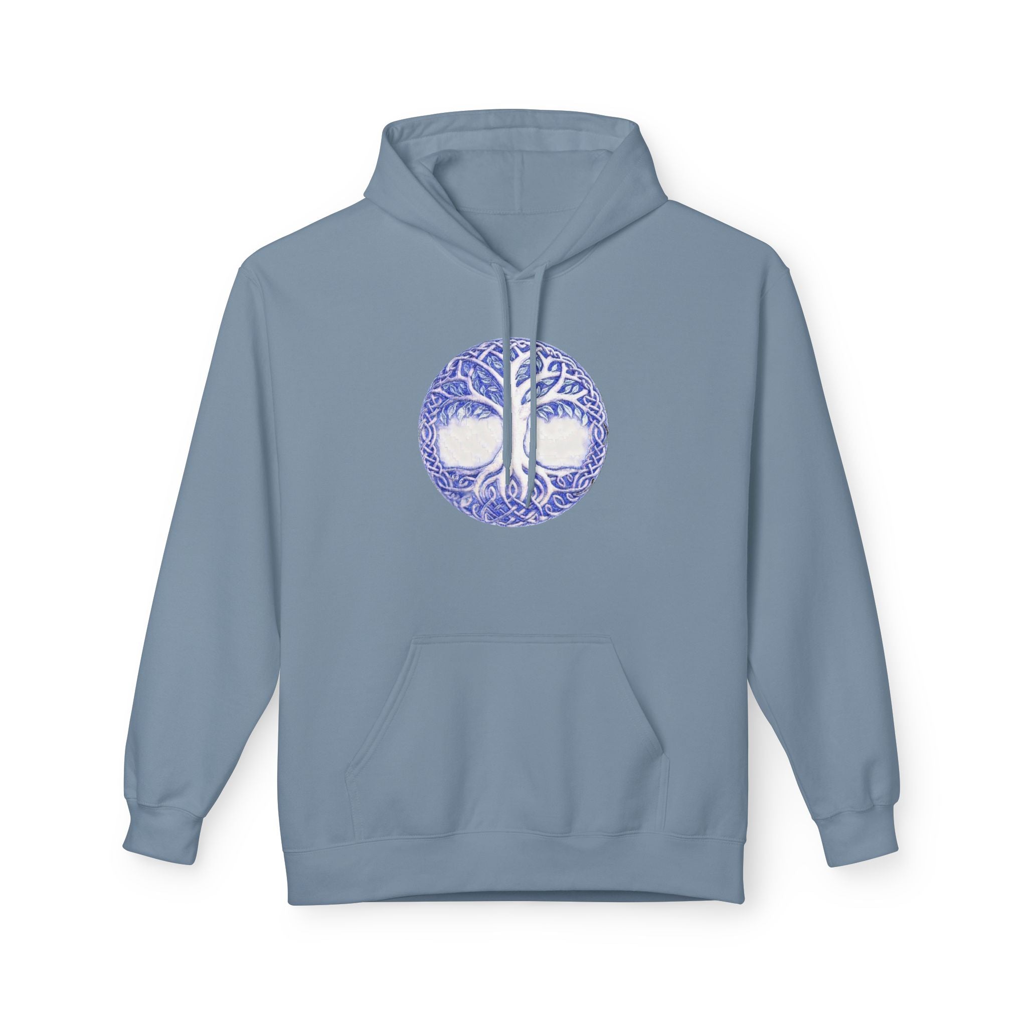 Yggdrasil, the Tree of Life Cotton Hoodie – Blue Mandala Woodland Graphic Pullover