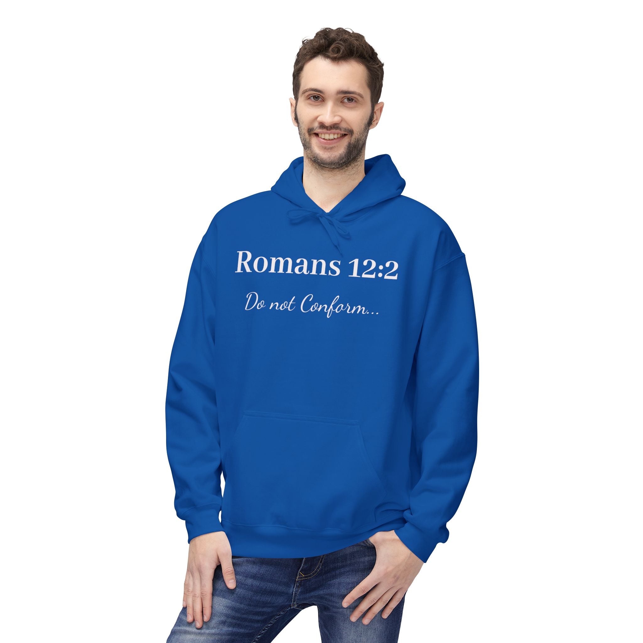 Romans 12:2 Hoodie — "Do Not Conform" Christian Scripture Pullover