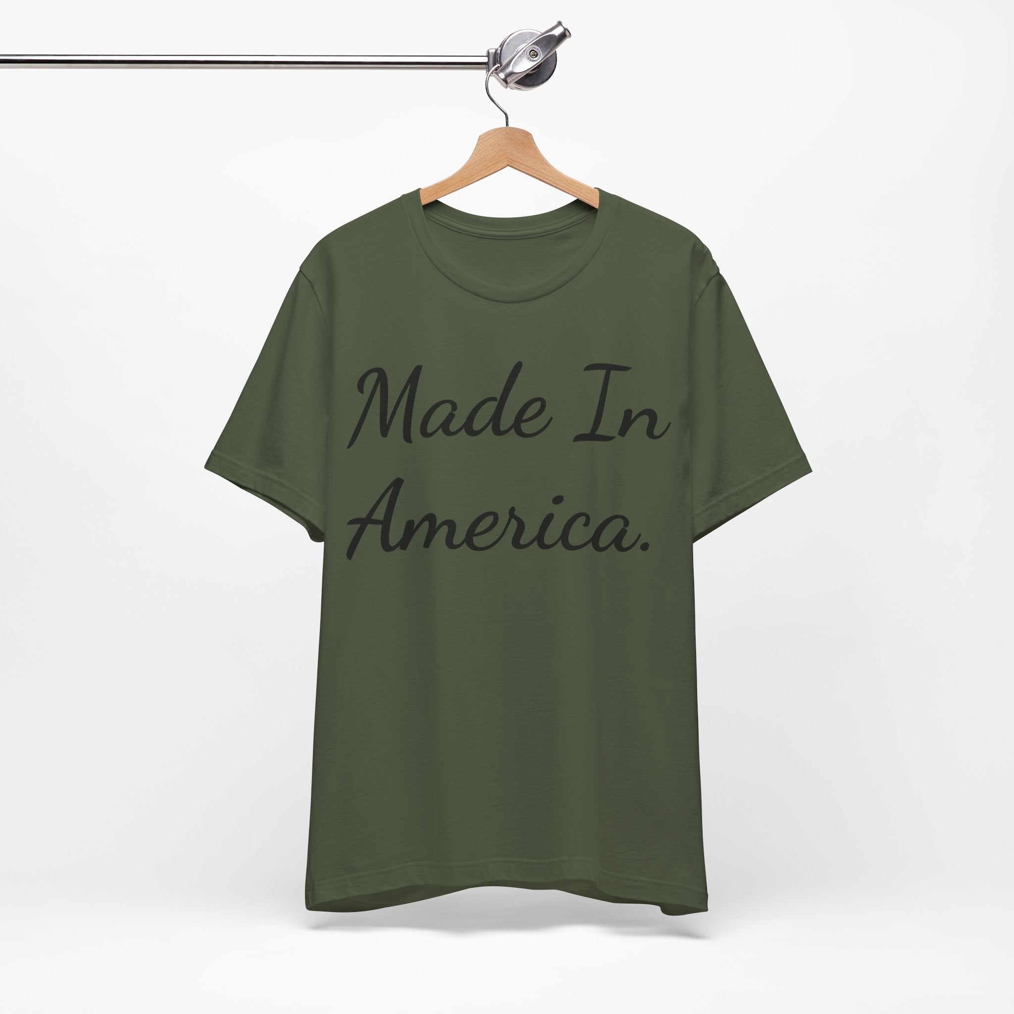 Made In America T-Shirt — Patriotic Script Tee for 4th of July & Everyday Wear