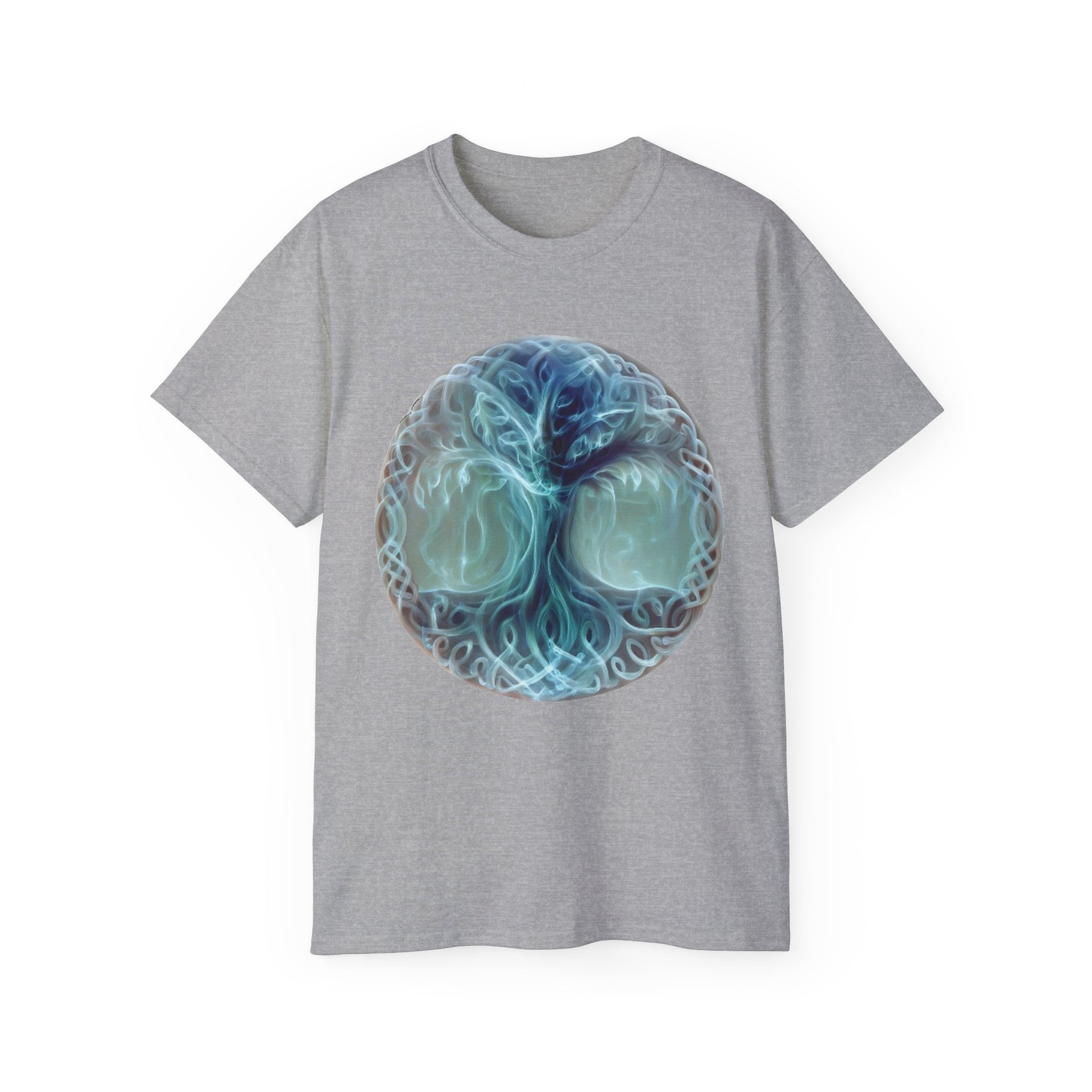 Tree of Life Cotton T-Shirt — Mystical Blue Celtic Circle Design