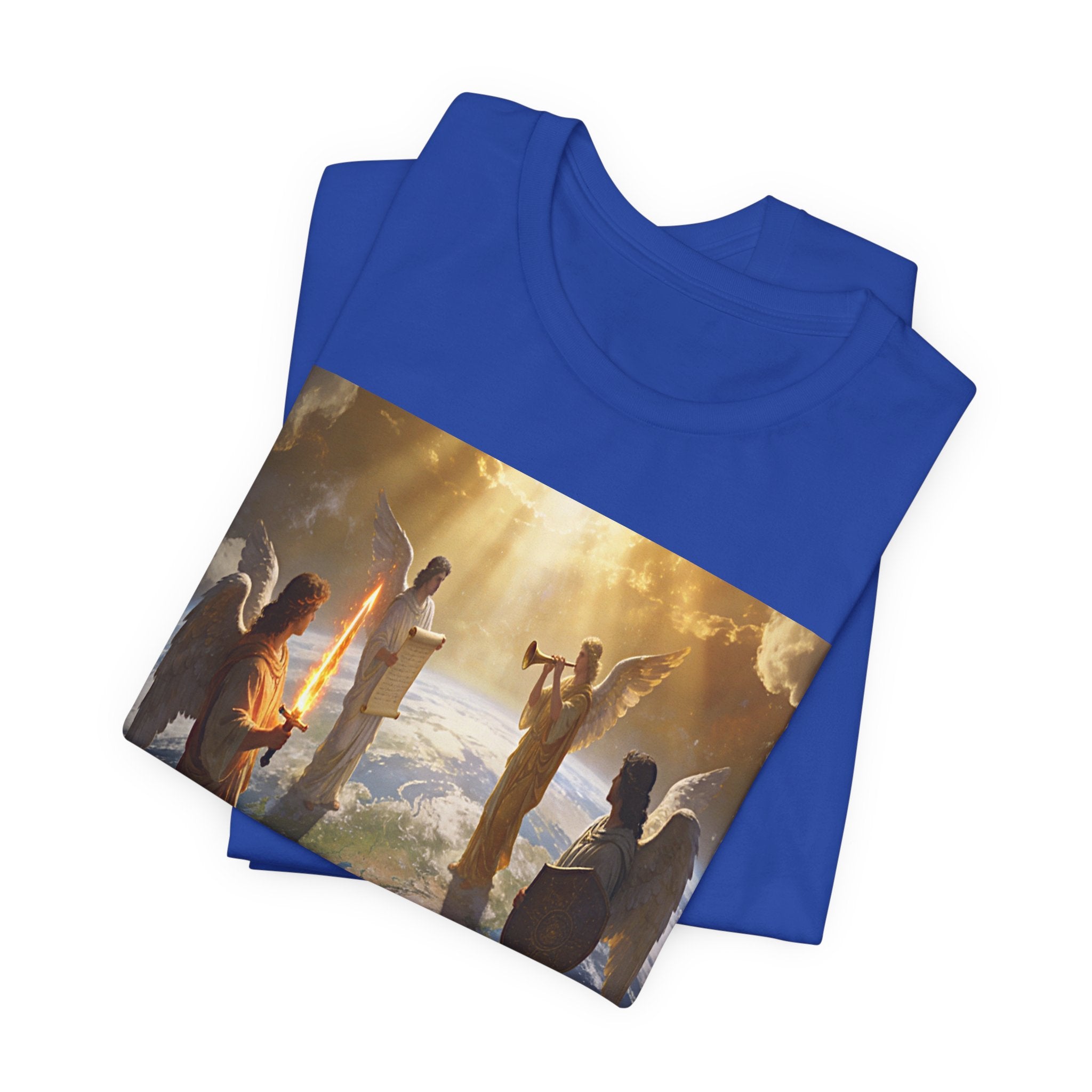Christian Angel Choir T‑Shirt – Heavenly Worship Scene Tee Revelation 7:1-3