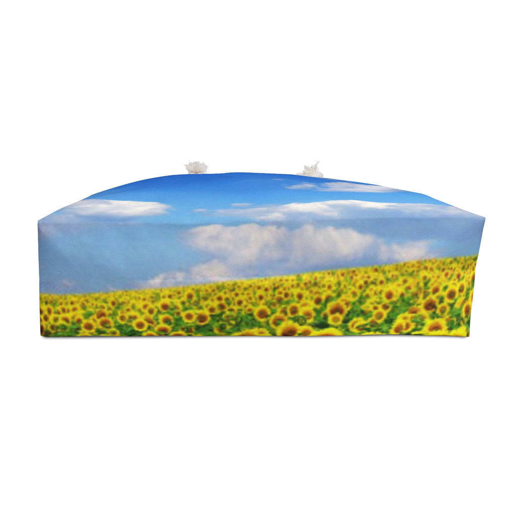 Sky & Sunflower Weekender Bag — Large Travel Tote with Cloud and Sunflower Print