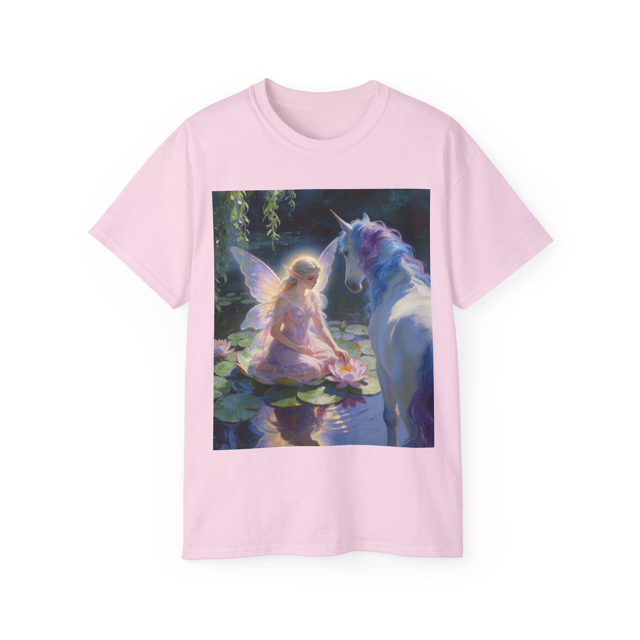 Fairy and Unicorn Graphic Tee — Enchanted Fantasy Cotton T-Shirt