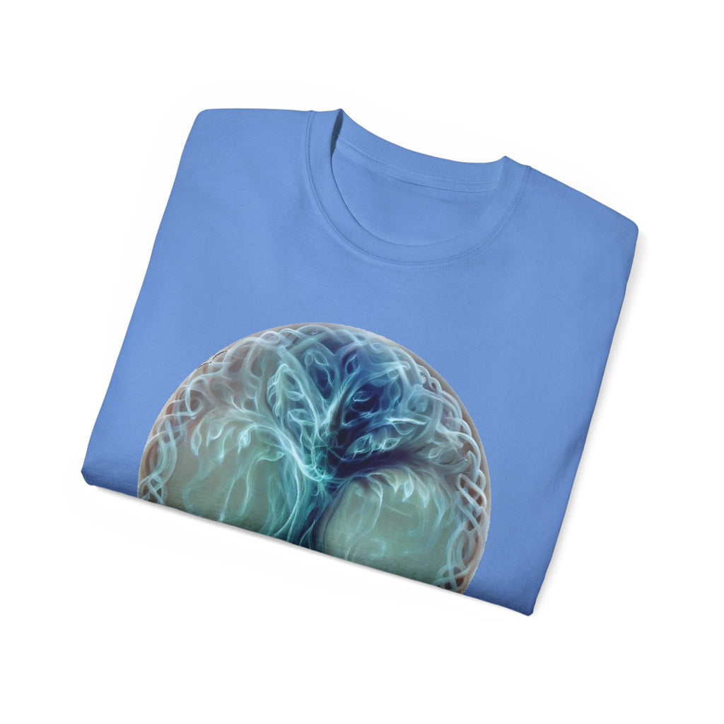 Tree of Life Cotton T-Shirt — Mystical Blue Celtic Circle Design