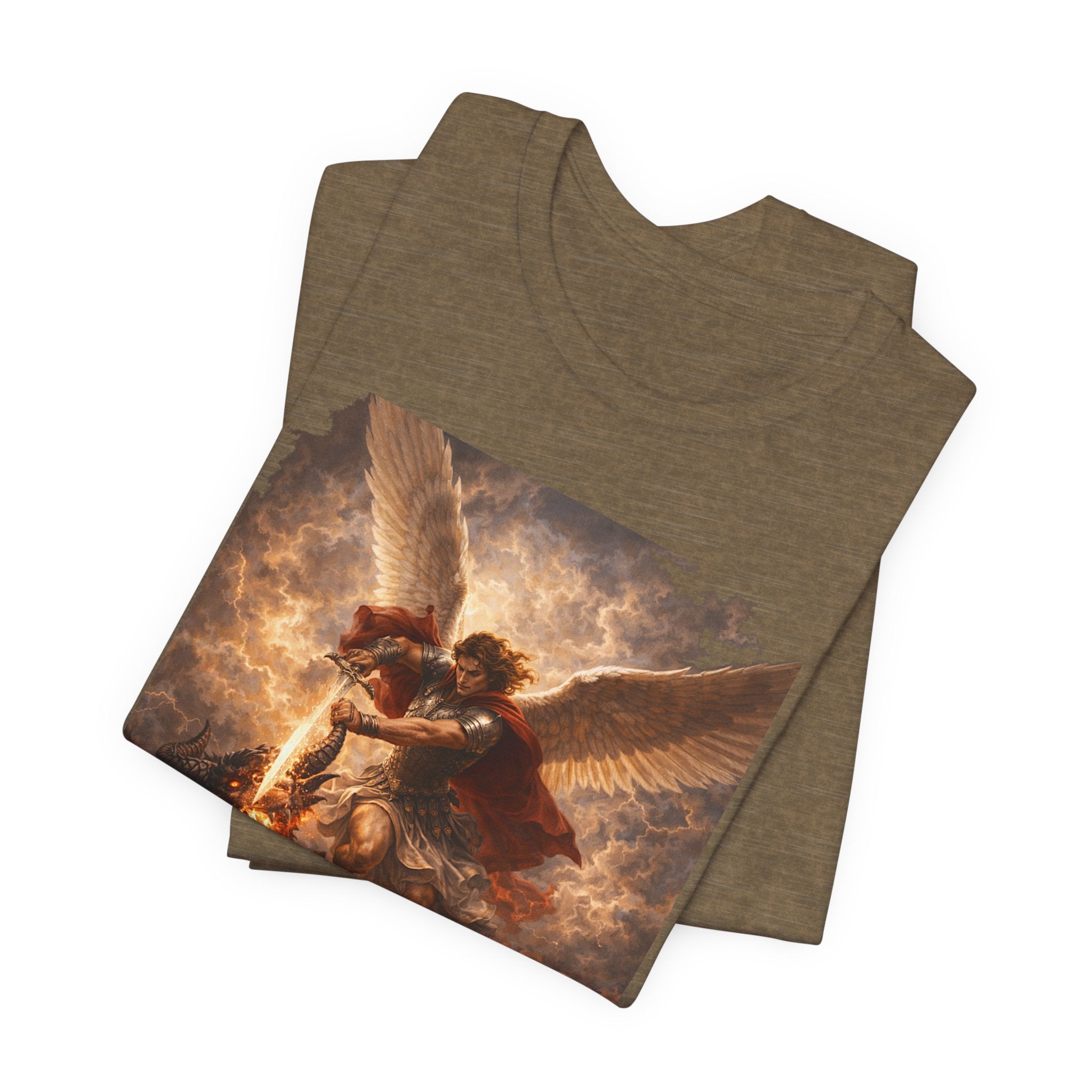 Michael and his angels fought against the dragon Revelation 12:7 Tee — Spiritual Battle Winged Art T-Shirt