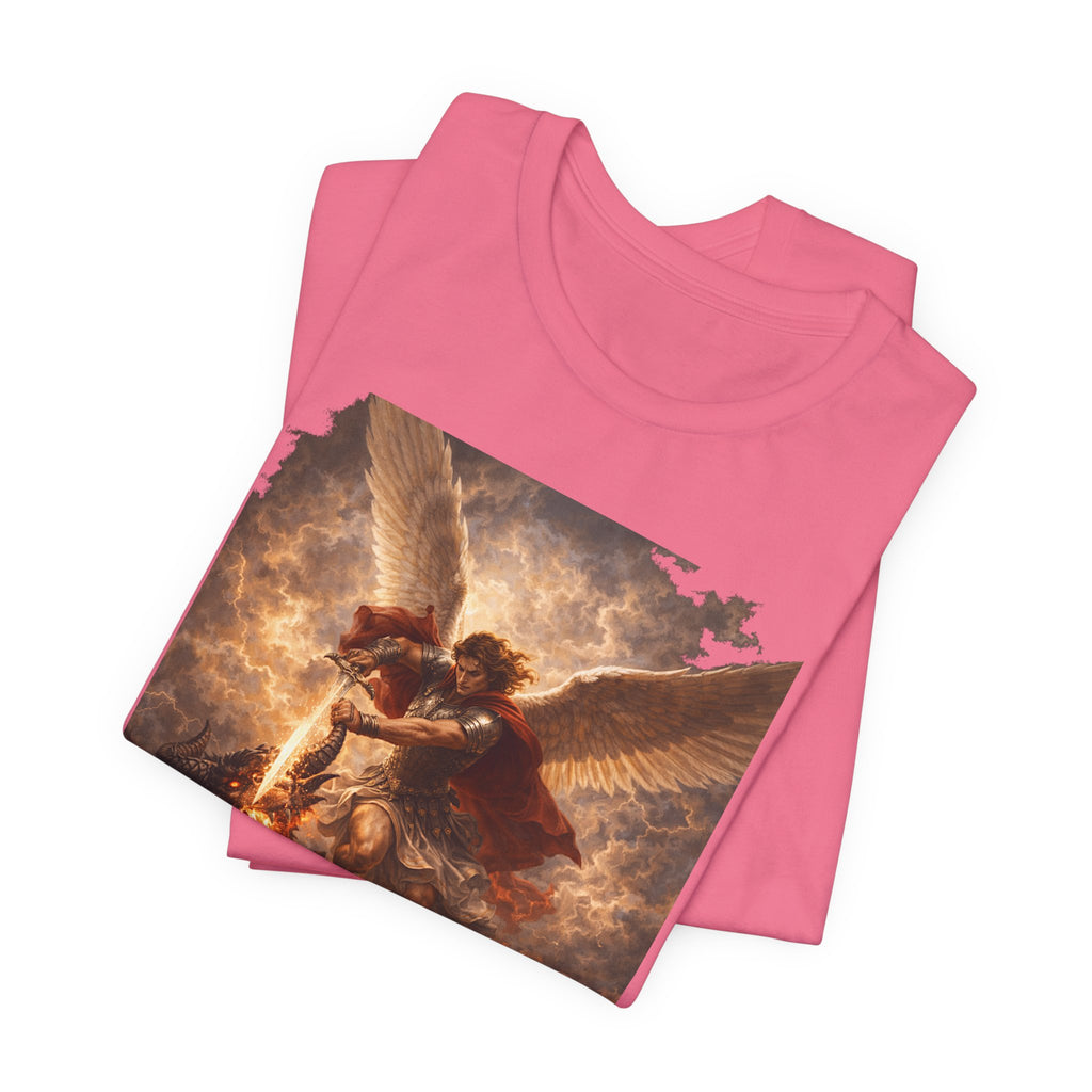 Michael and his angels fought against the dragon Revelation 12:7 Tee — Spiritual Battle Winged Art T-Shirt