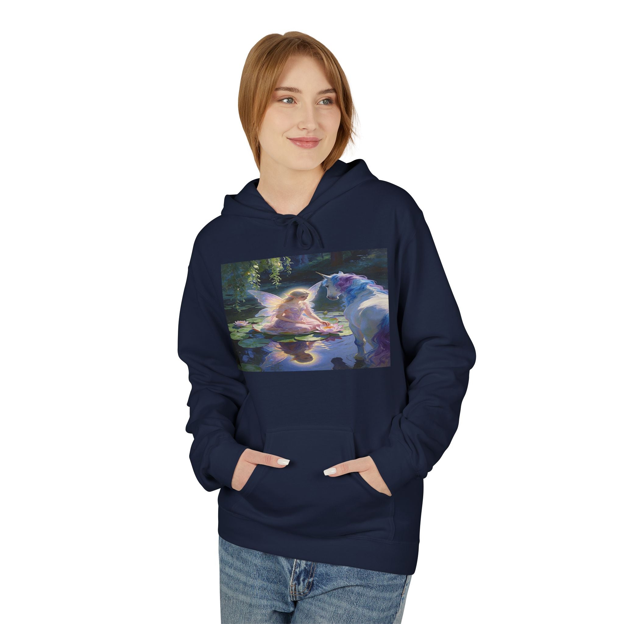 Unicorn and Fairy Cotton Hoodie — Abstract Galaxy Flower Print Pullover