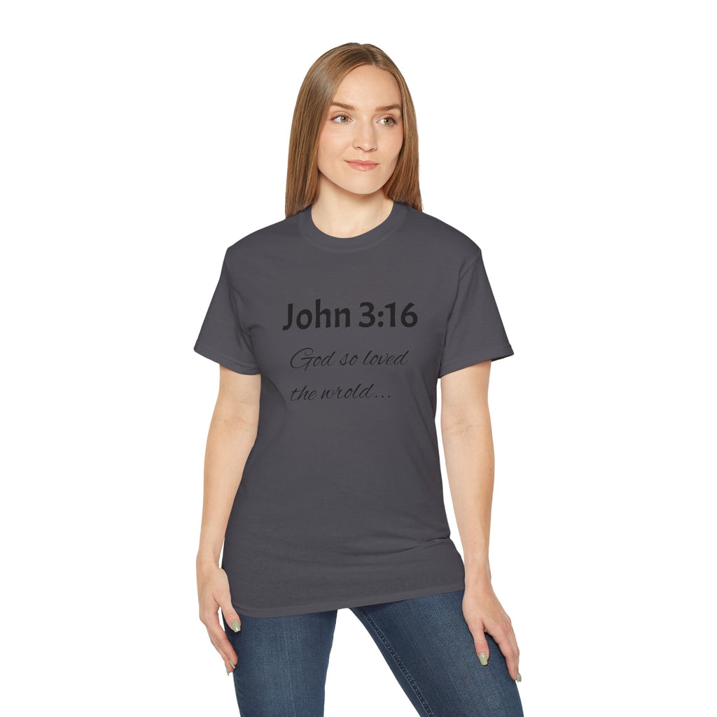 John 3:16 Scripture Tee — "God so loved the world" Christian T‑Shirt