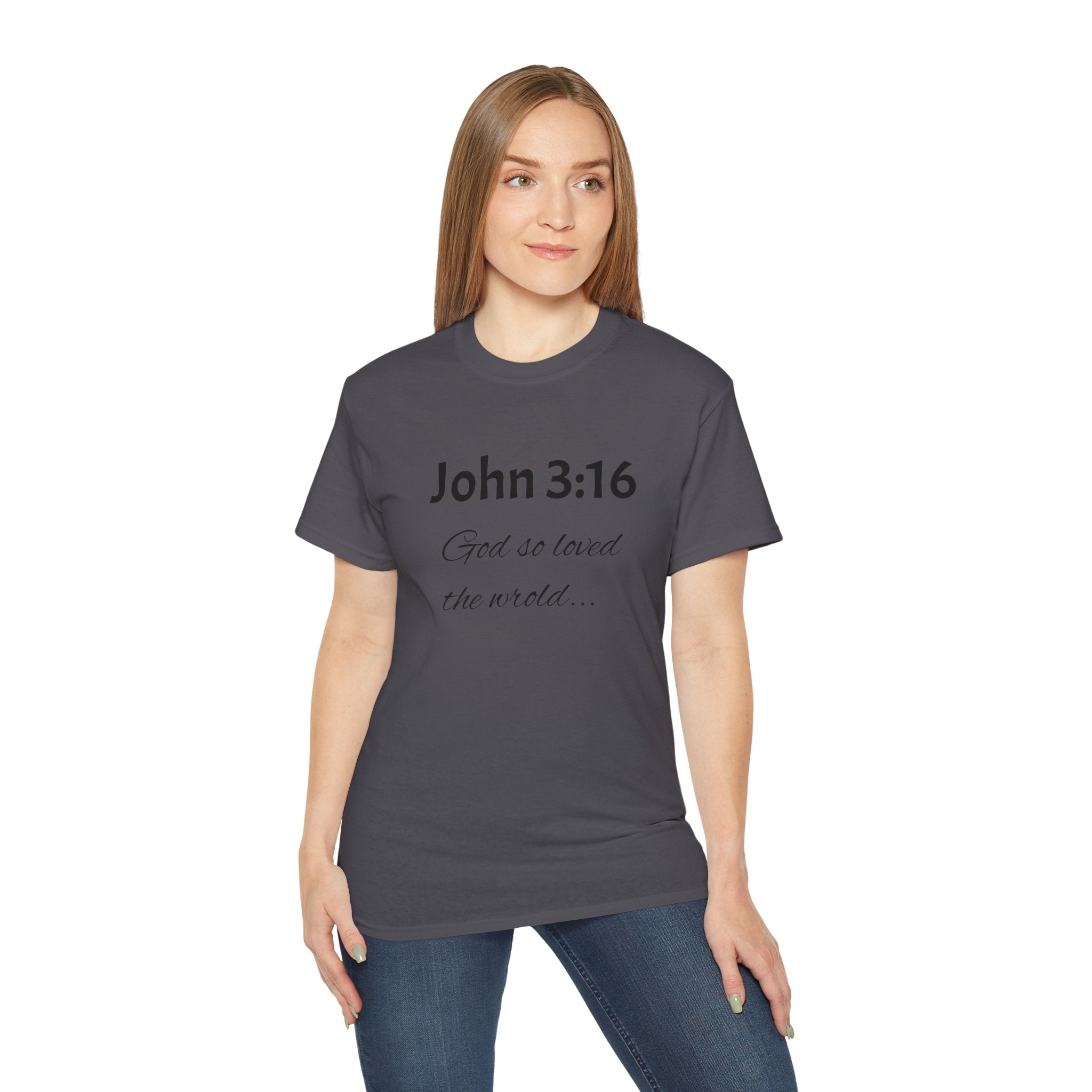 John 3:16 Scripture Tee — "God so loved the world" Christian T‑Shirt