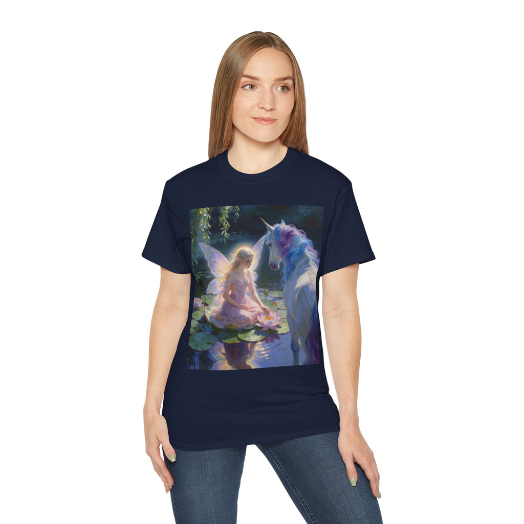 Fairy and Unicorn Graphic Tee — Enchanted Fantasy Cotton T-Shirt