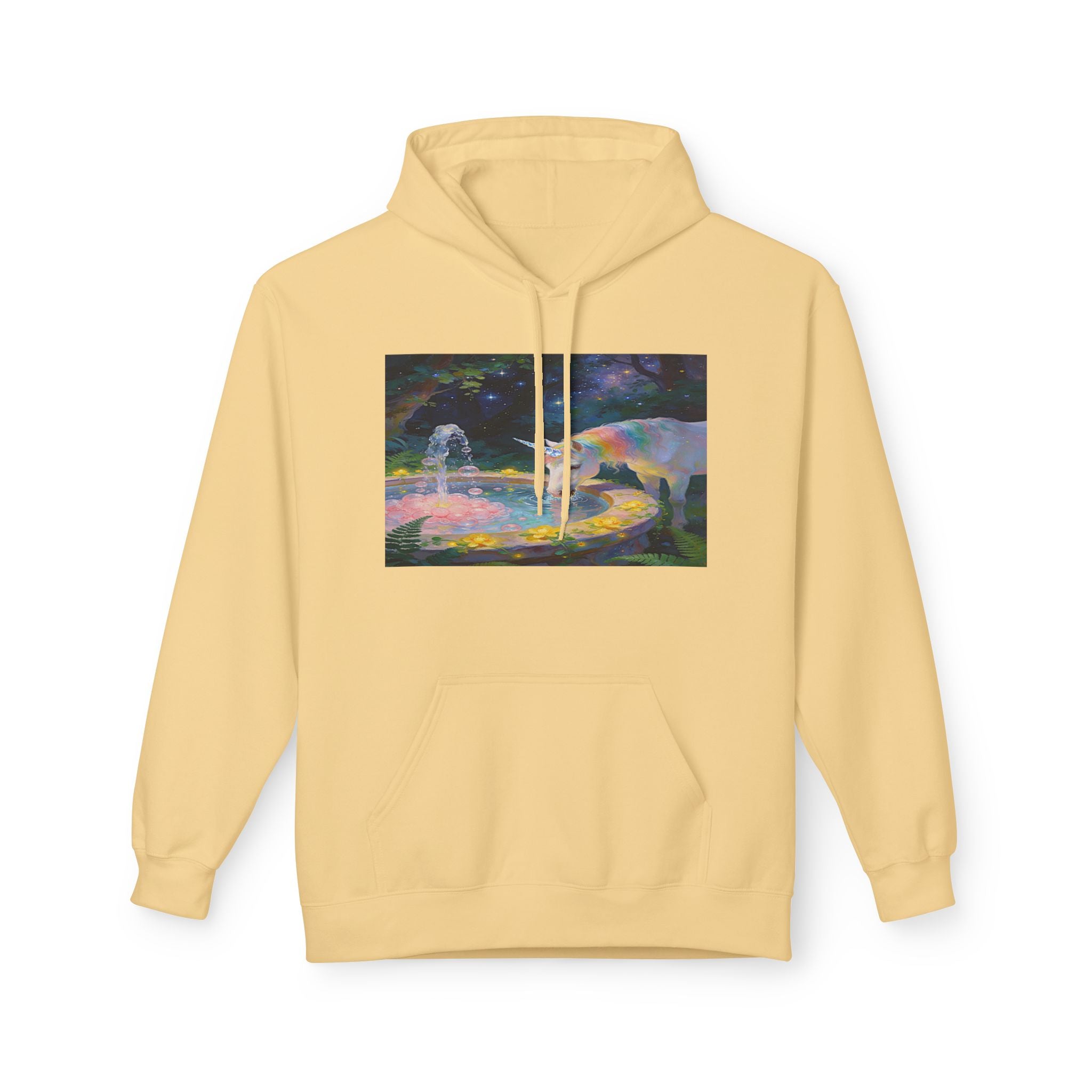 Aurora Bear & Fountain Hoodie — Dreamy Watercolor Wildlife Pullover