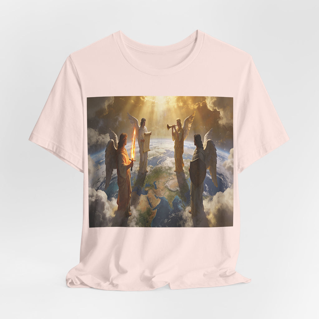 Christian Angel Choir T‑Shirt – Heavenly Worship Scene Tee Revelation 7:1-3