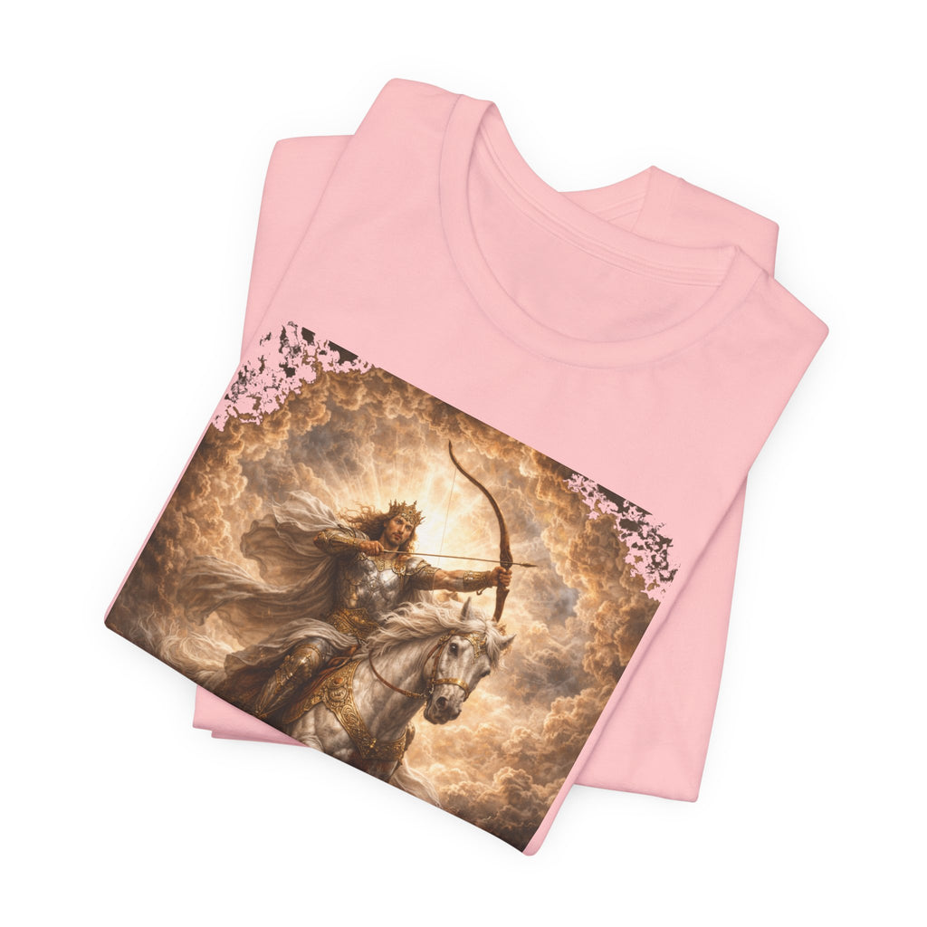 The white horse from Revelation 6:1-2! T‑Shirt — "Conquer" Warrior Archer Graphic Tee