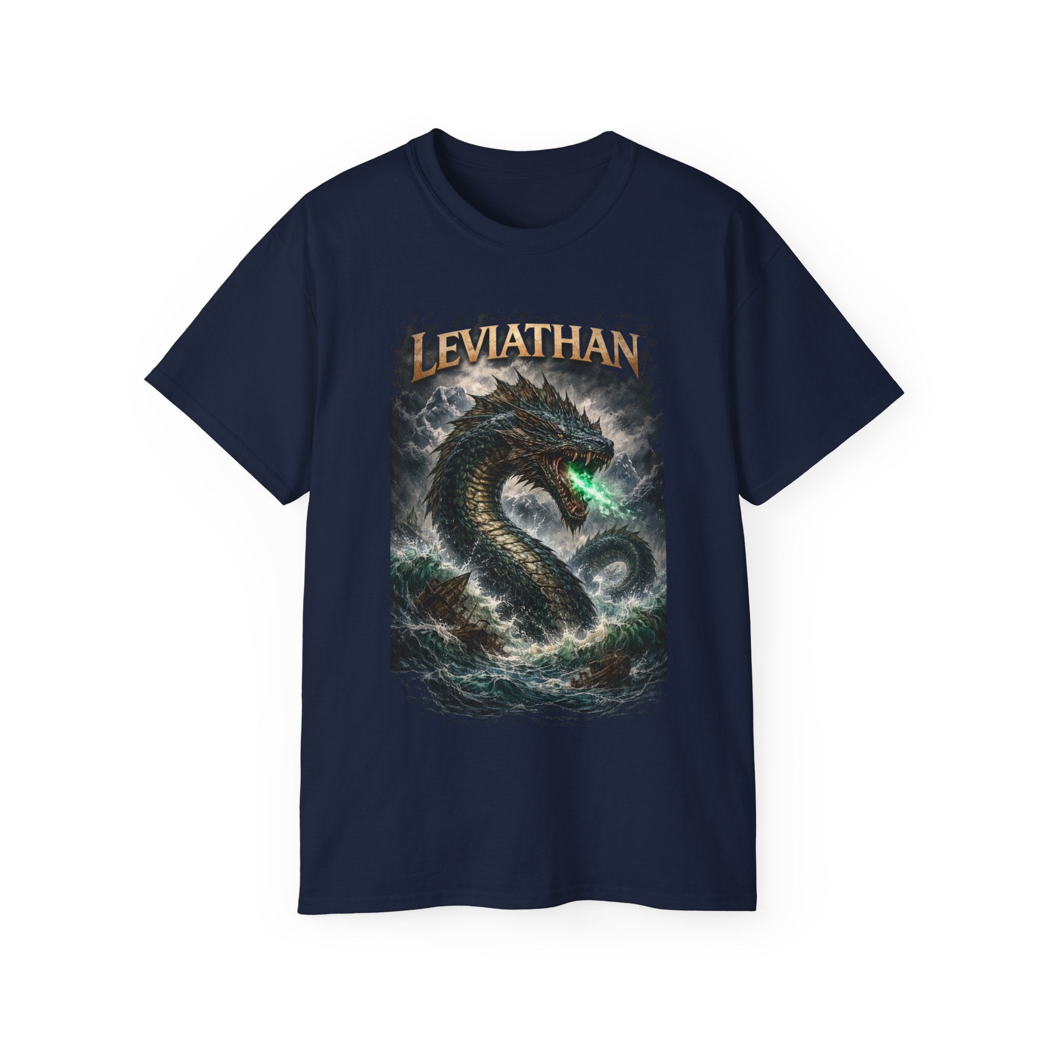 Leviathan Sea Monster Graphic Cotton Tee — Mythical Dragon Ocean T-Shirt