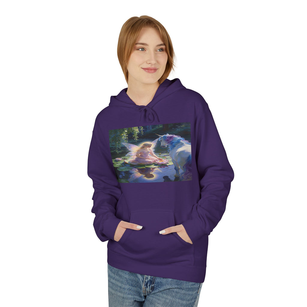 Unicorn and Fairy Cotton Hoodie — Abstract Galaxy Flower Print Pullover