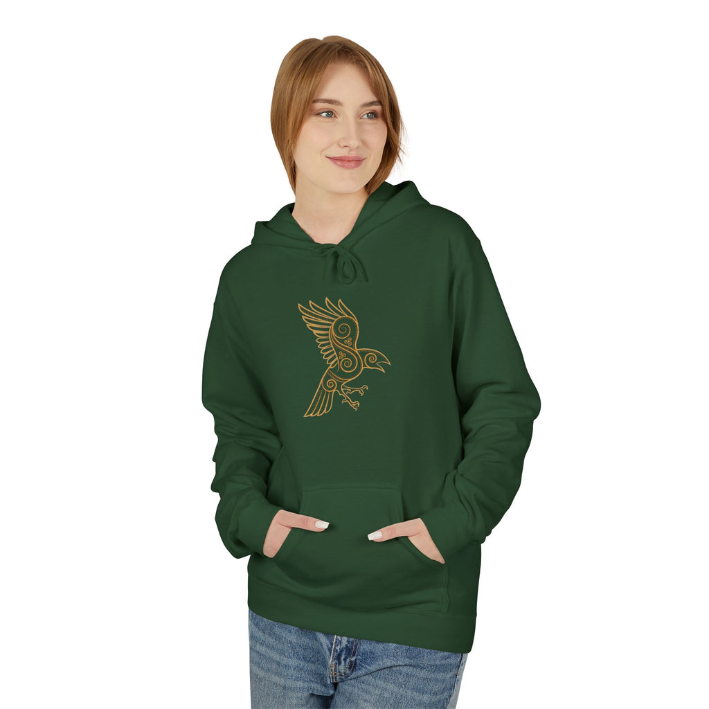 The Raven – Odin’s Messengers Viking Hoodie — Minimalist Line Art Bird