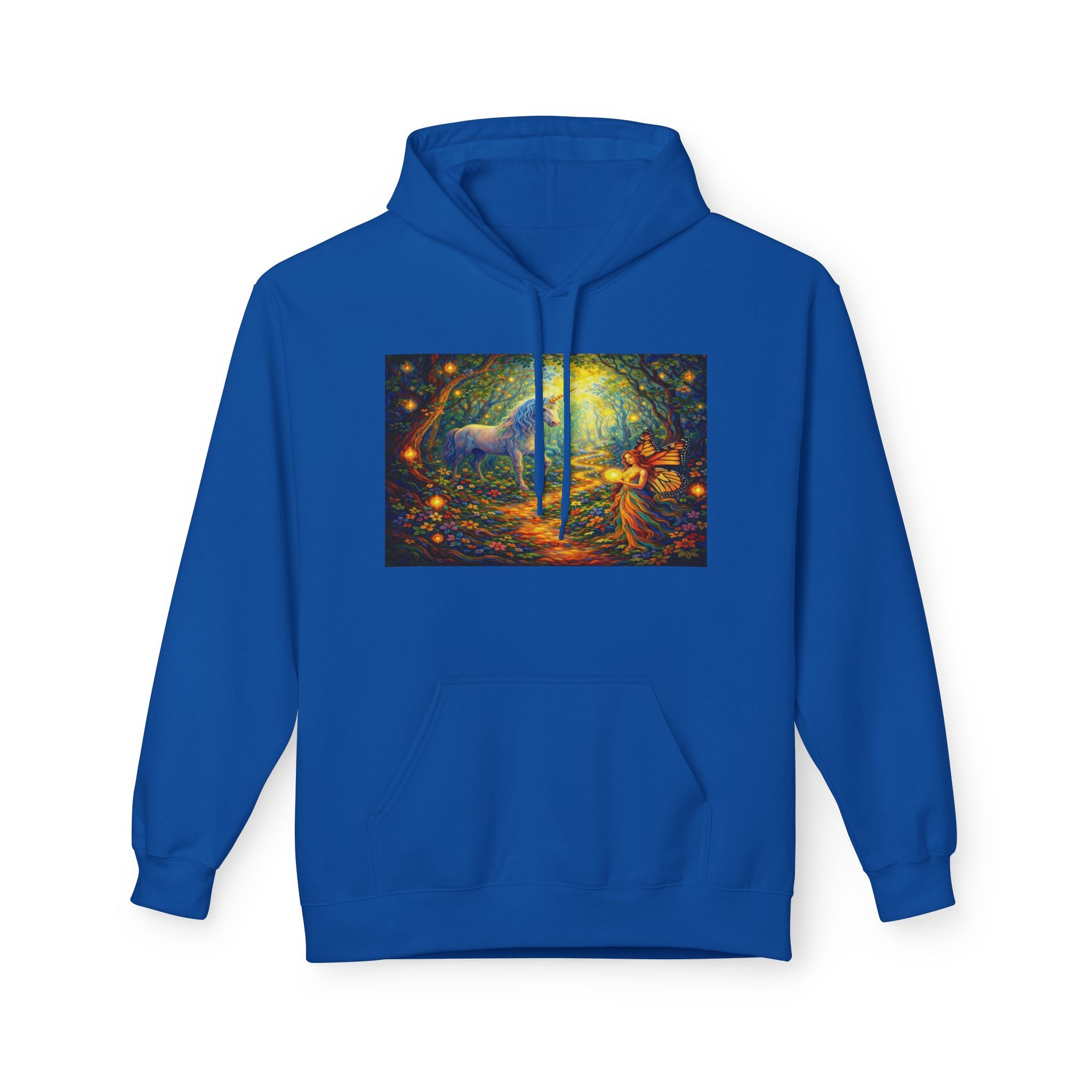Unicorn Fairy cotton Hoodie — Surreal Planet & Stars Art Pullover