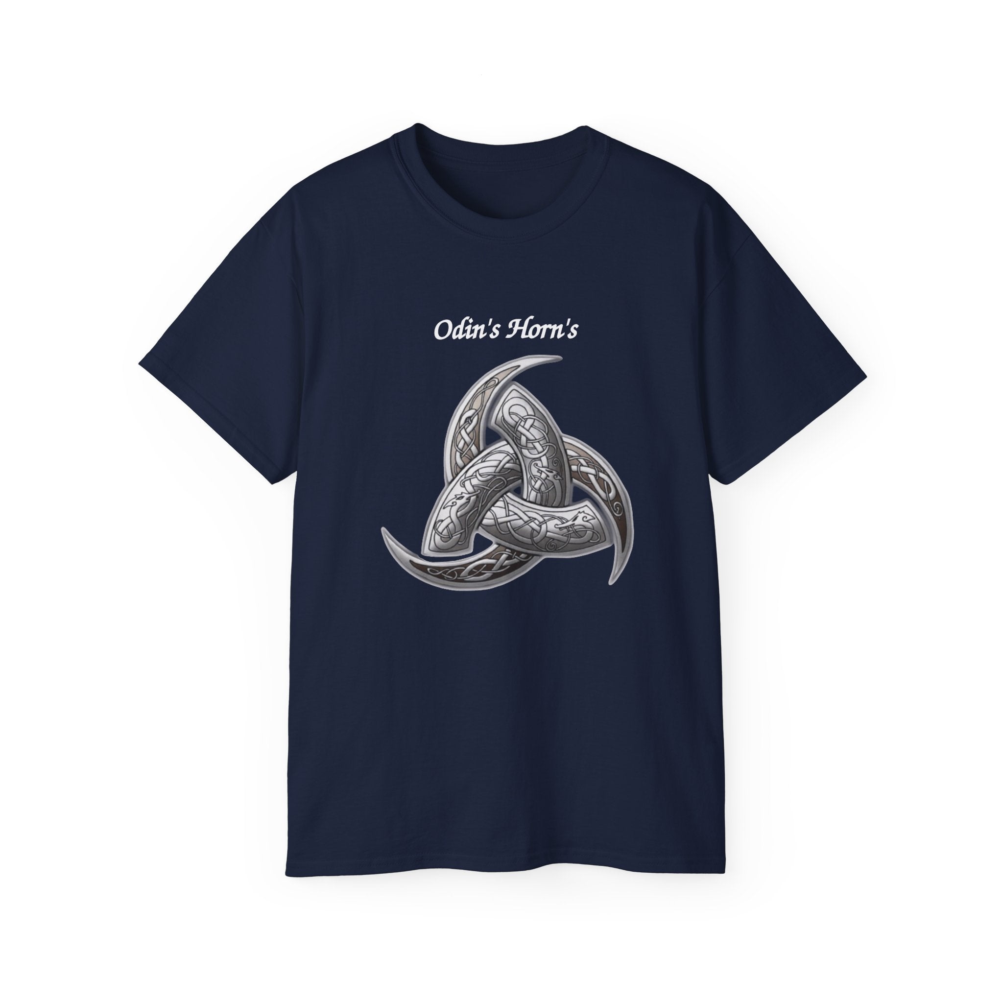 Viking Odin’s Horns Cotton T-Shirt — Norse Mythology Triskelion Tee
