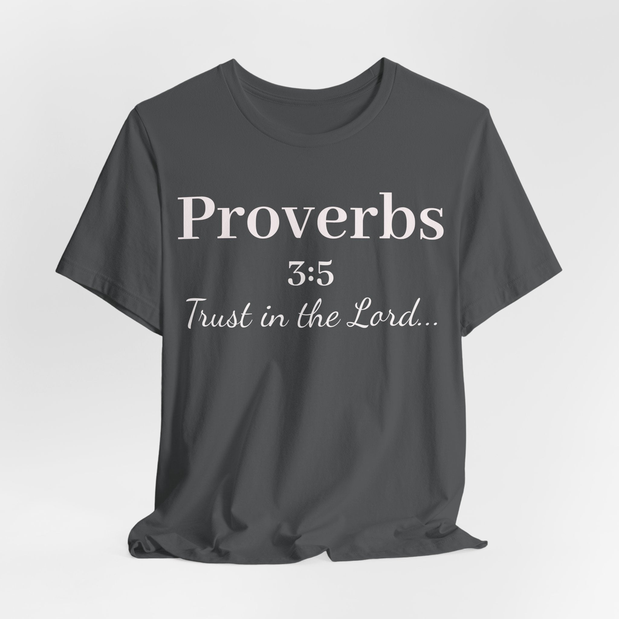 Proverbs 3:5 Tee — Minimal Christian Scripture Short Sleeve Shirt