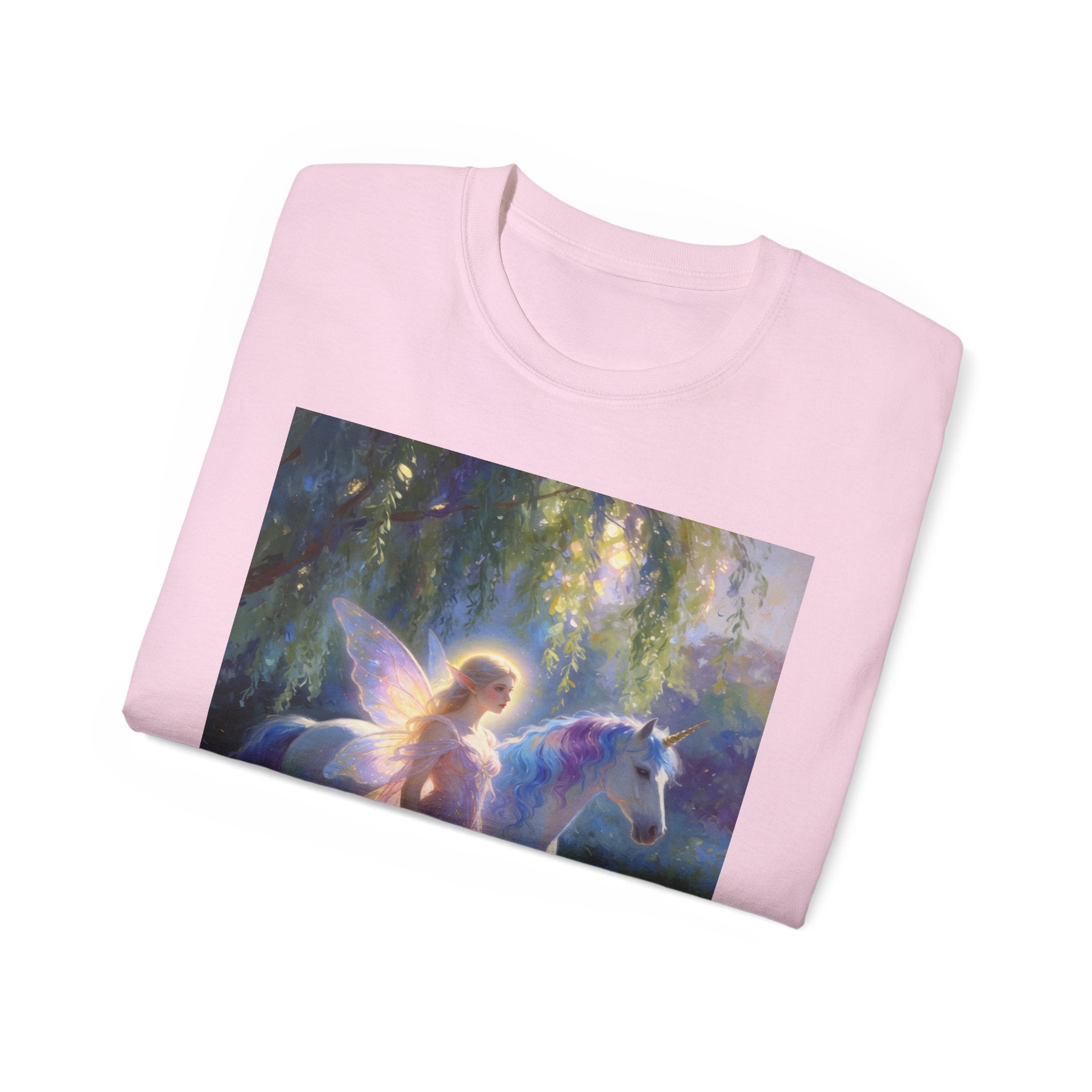 Fairy and Unicorn Dream Cotton  Tee — Ethereal Fantasy T‑Shirt