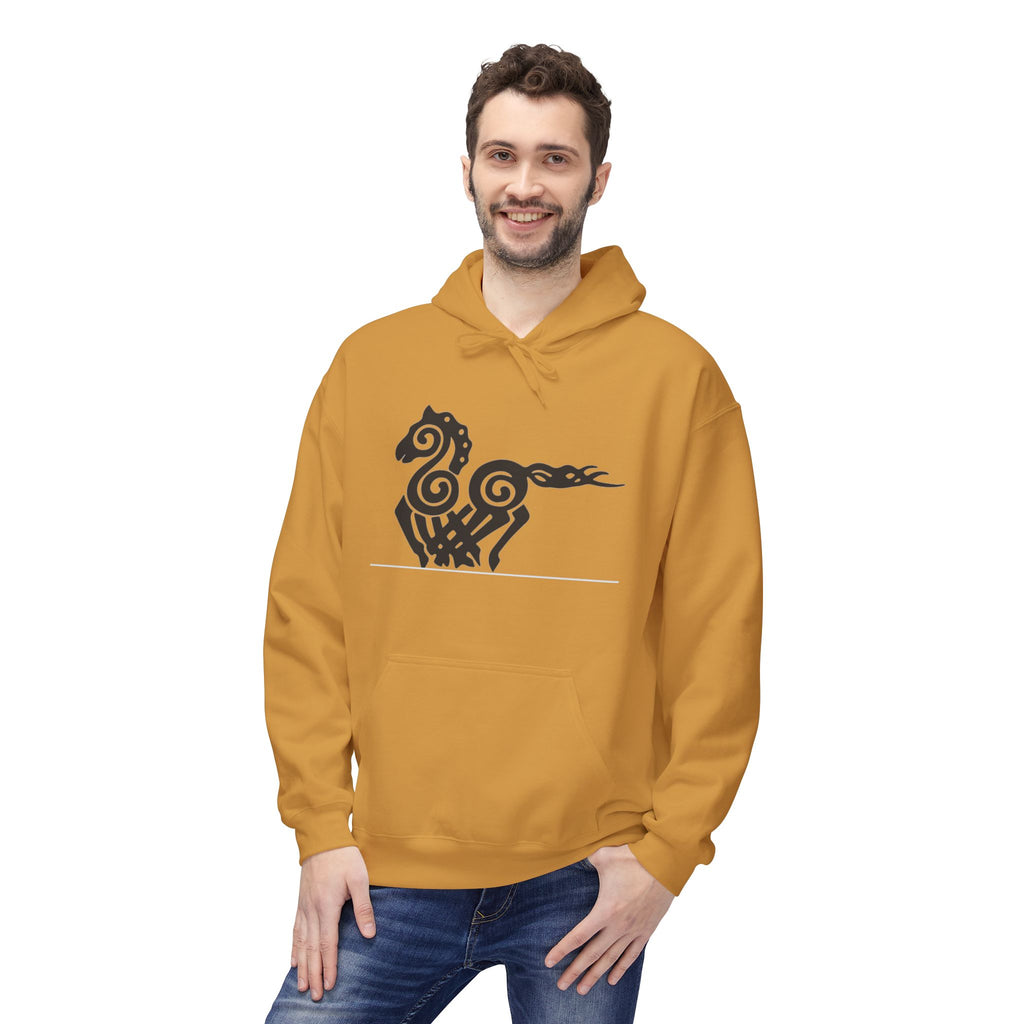 Viking Horse Tribal Hoodie — Nordic Norse Rune Stallion Design