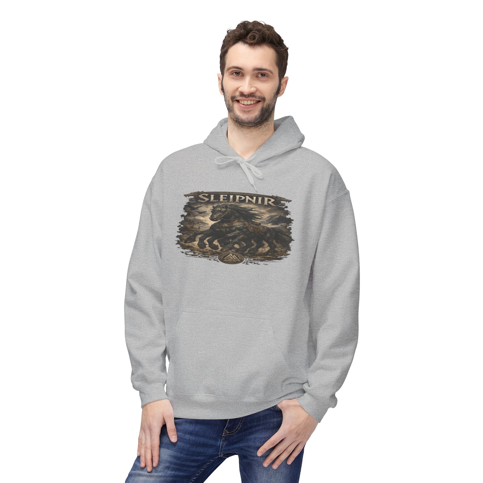 Sleipnir Viking Horse Hoodie — Norse Mythology Odin Sleipnir Graphic Sweatshirt