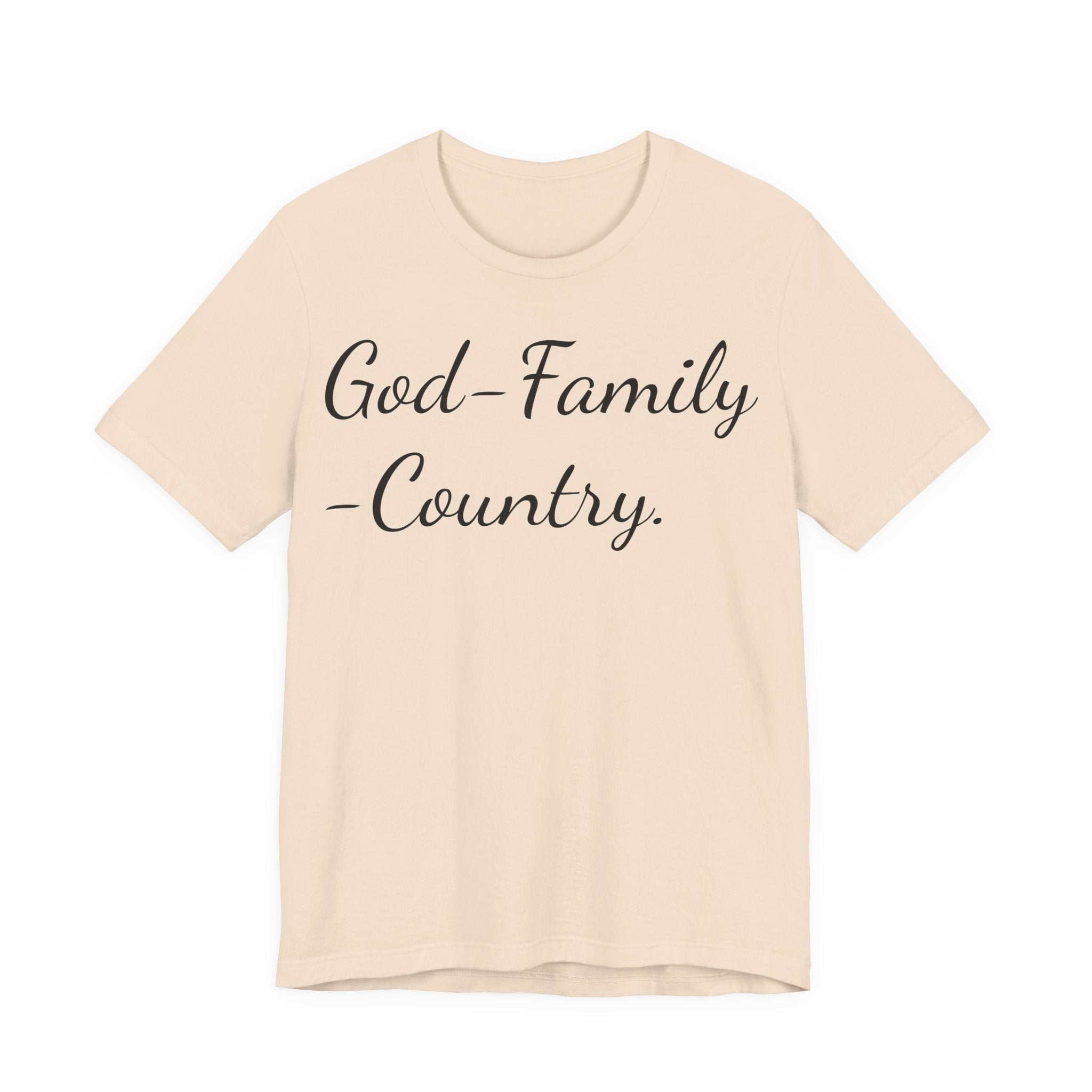 God · Family · Country Script Tee — Patriotic Christian Short Sleeve Shirt