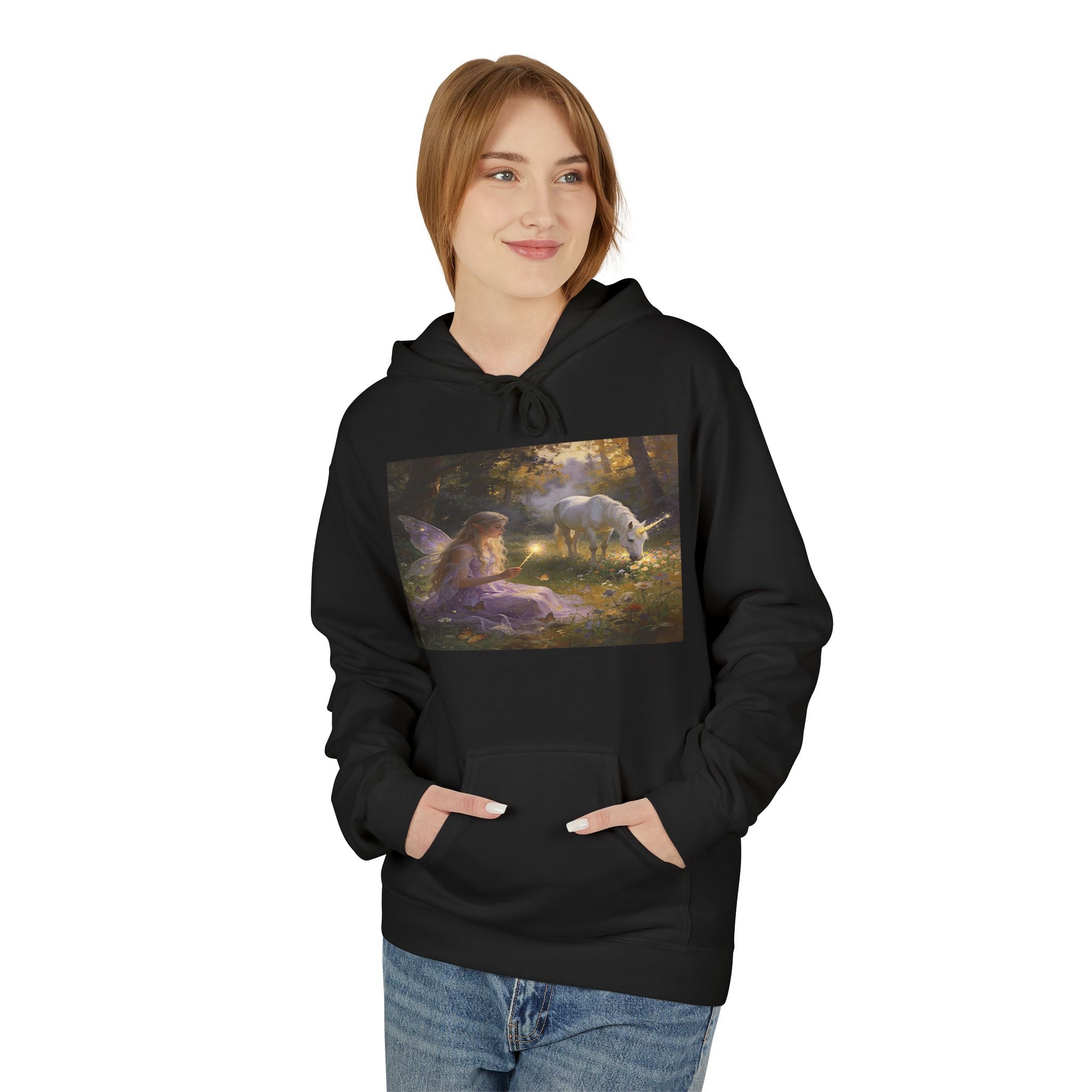 Mystical Unicorn Forest Hoodie — Ethereal Fantasy Art Pullover