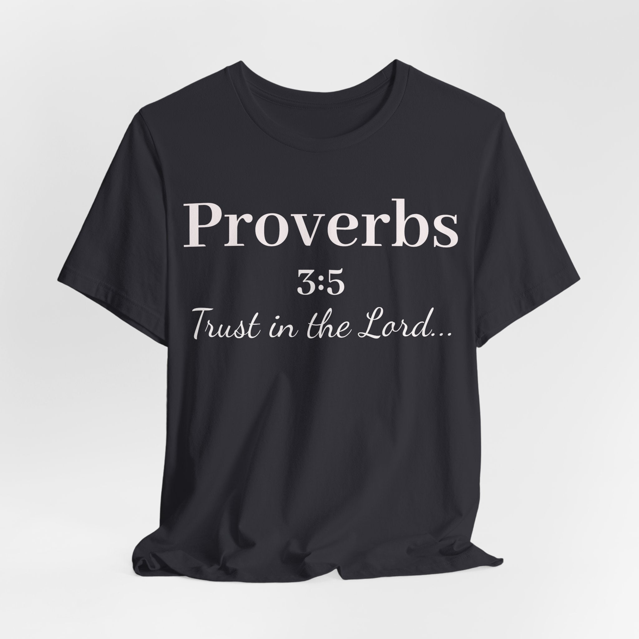 Proverbs 3:5 Tee — Minimal Christian Scripture Short Sleeve Shirt