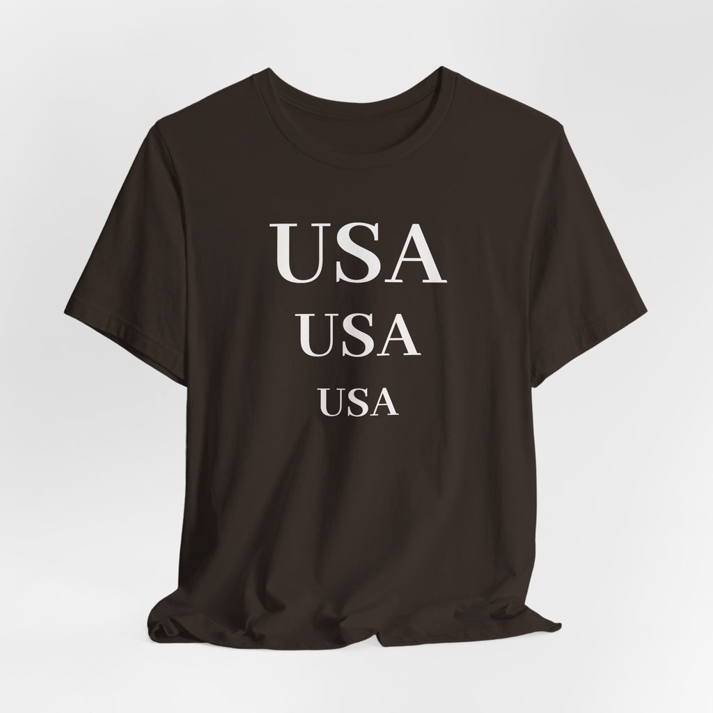 USA Repeat Text T‑Shirt — Patriotic Graphic Tee for 4th of July