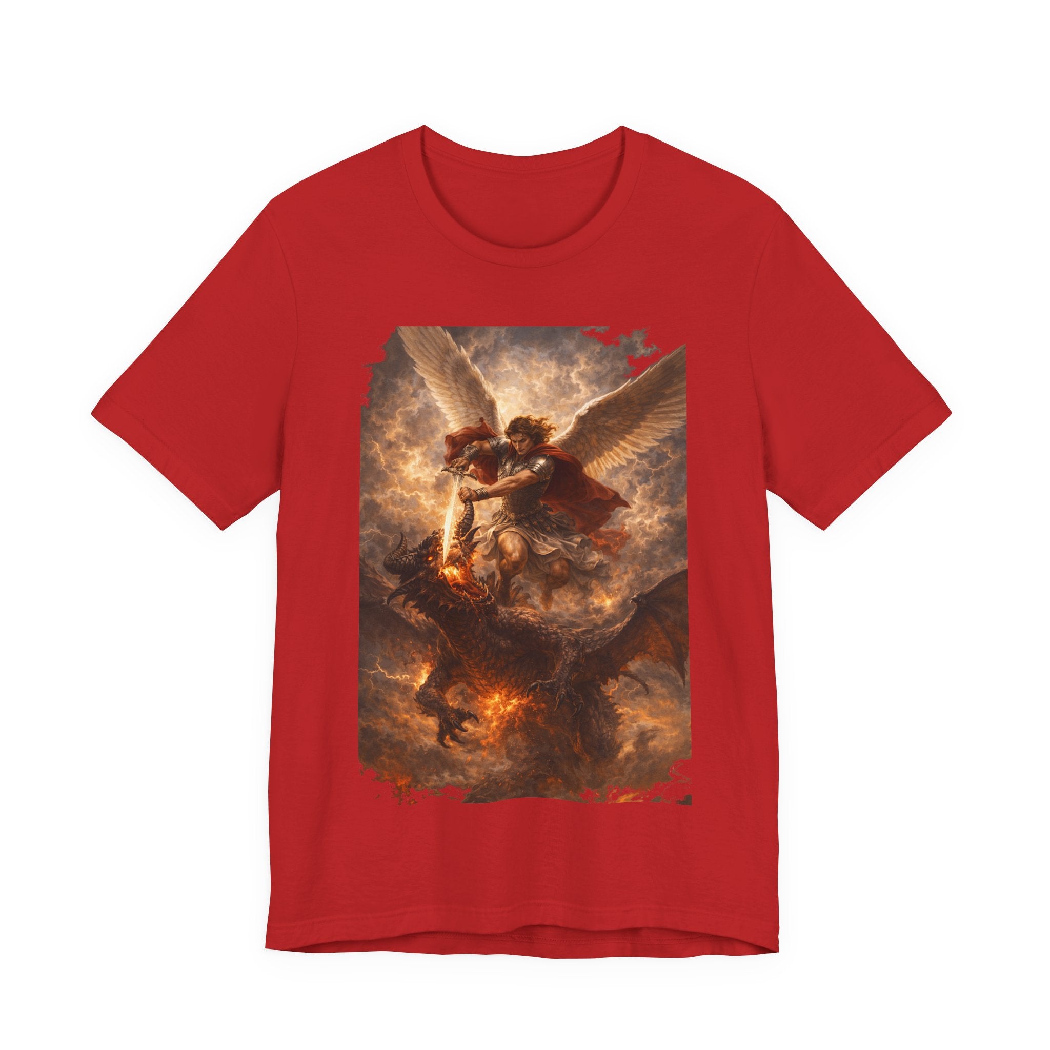 Michael and his angels fought against the dragon Revelation 12:7 Tee — Spiritual Battle Winged Art T-Shirt