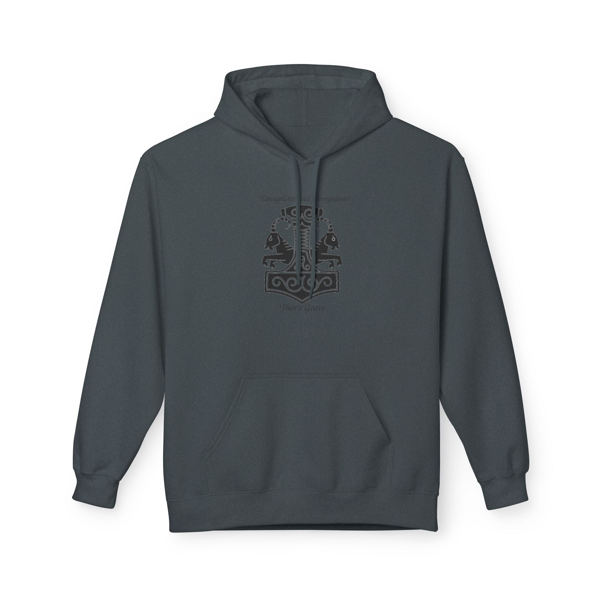 Tanngrisnir and Tanngnjóstr Thors Goats-Viking Shield Rune Hoodie — Norse Crest Graphic Pullover