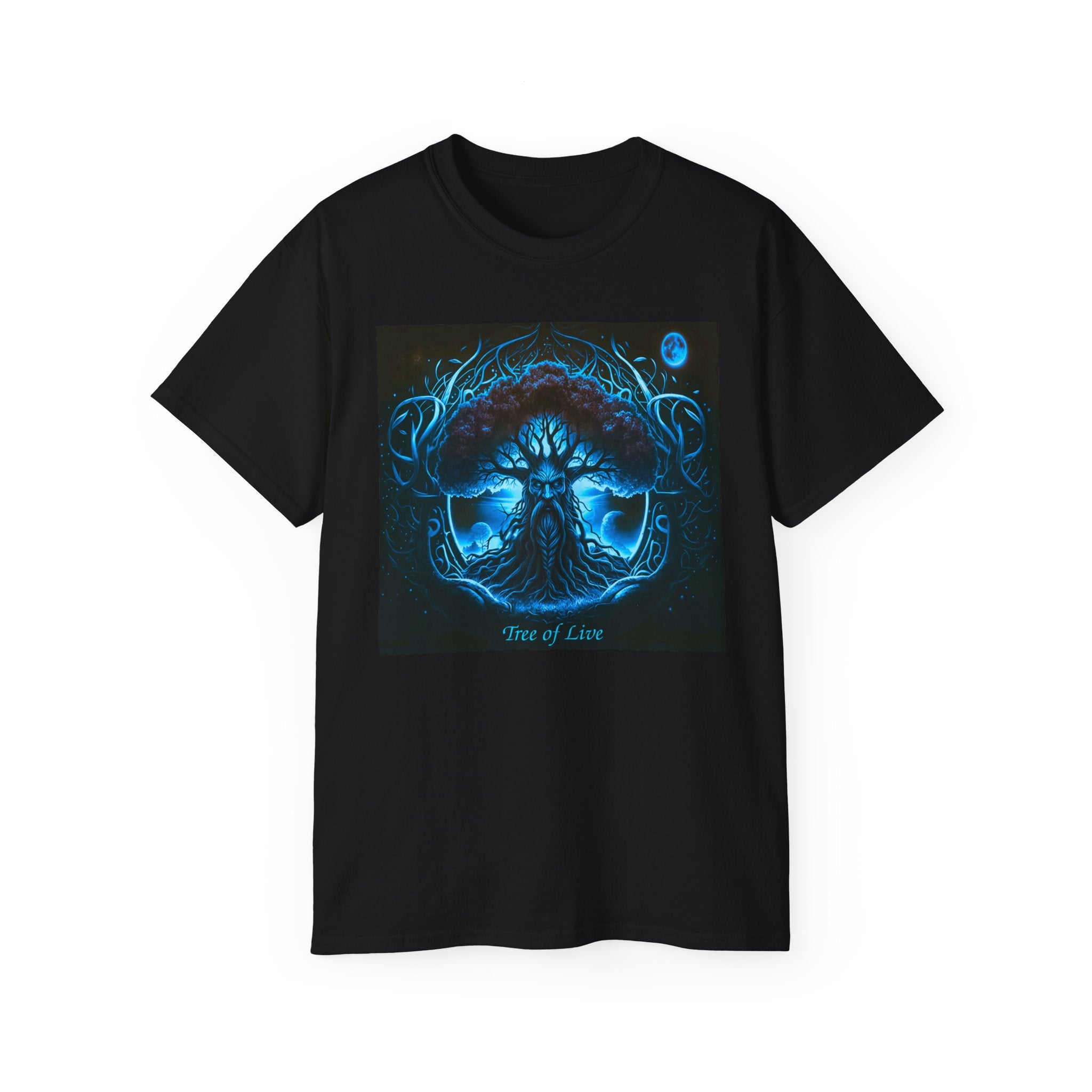 Tree of Life Cotton T-Shirt — Mystic Blue Celtic Yggdrasil Tee