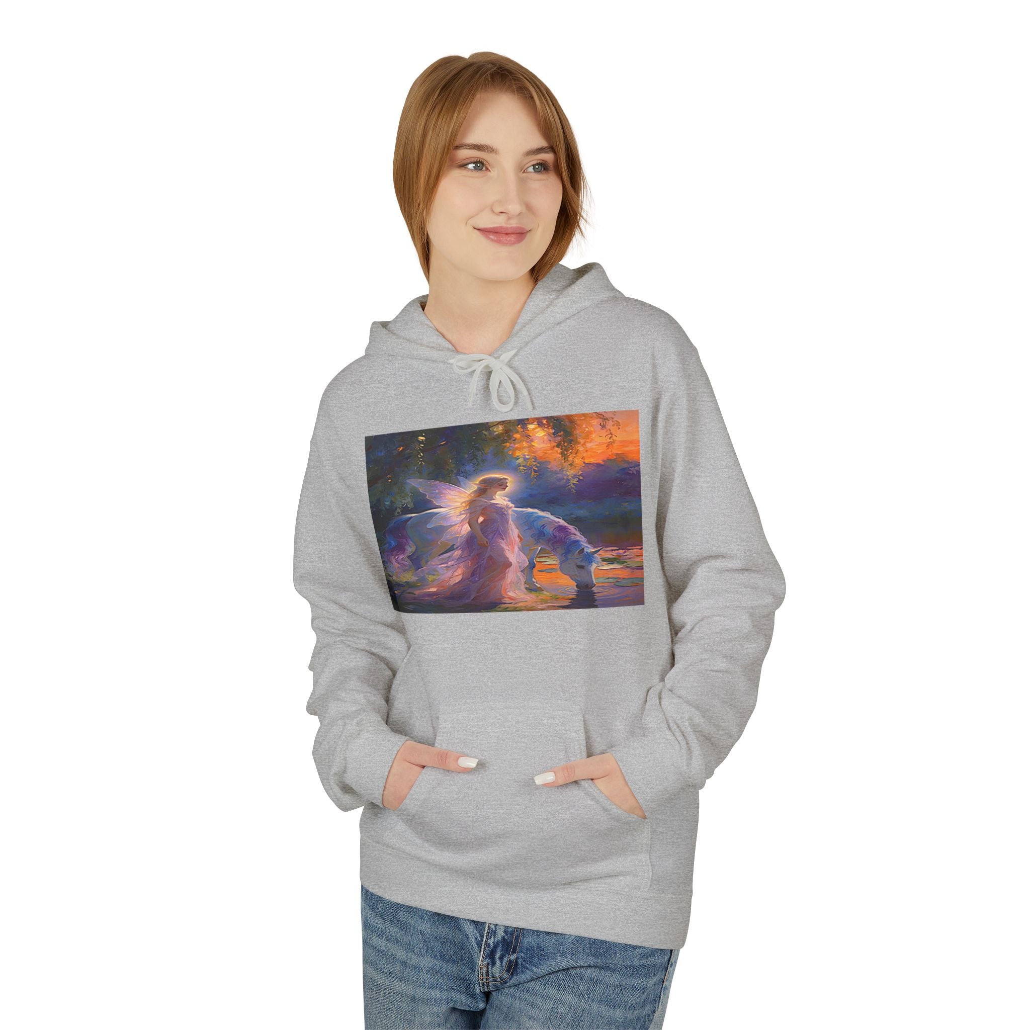 Unicorn Fairy Cotton Hoodie — Cosmic Cat Art Pullover