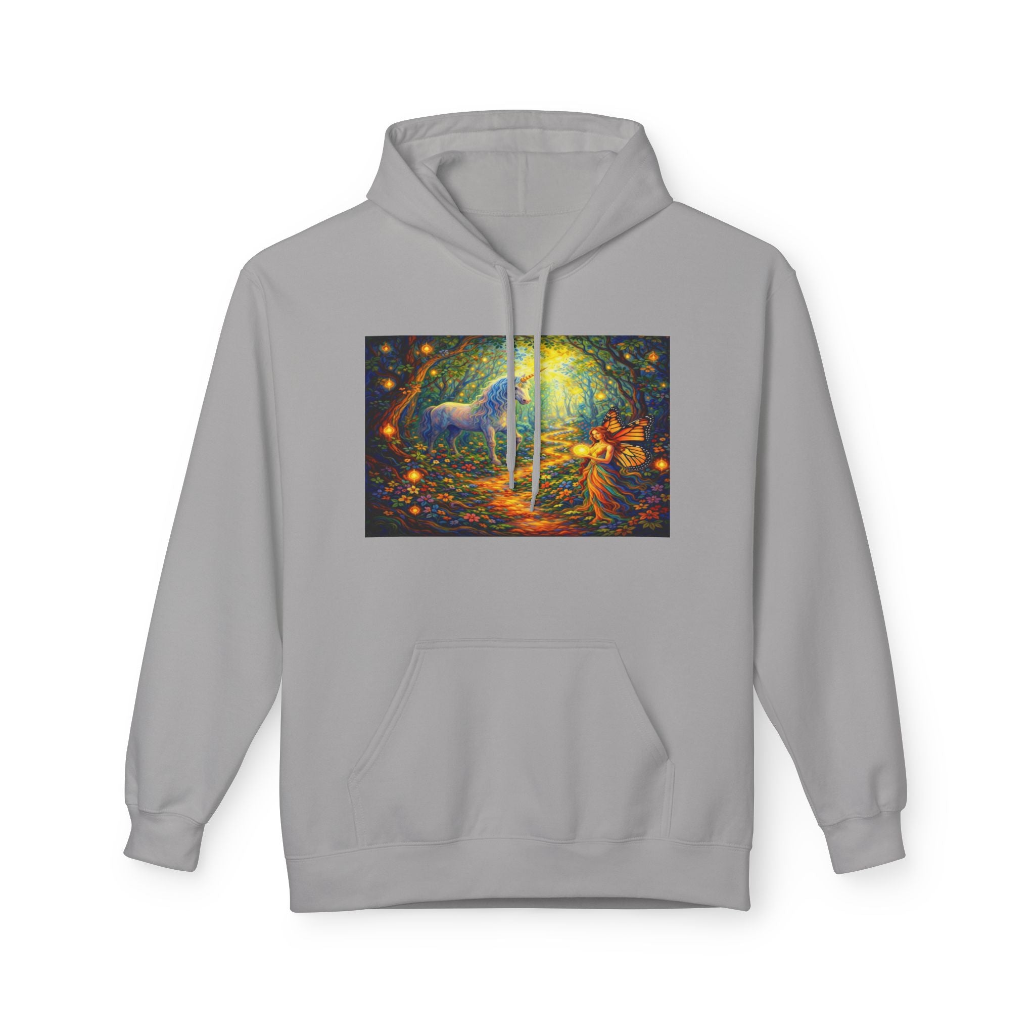 Unicorn Fairy cotton Hoodie — Surreal Planet & Stars Art Pullover