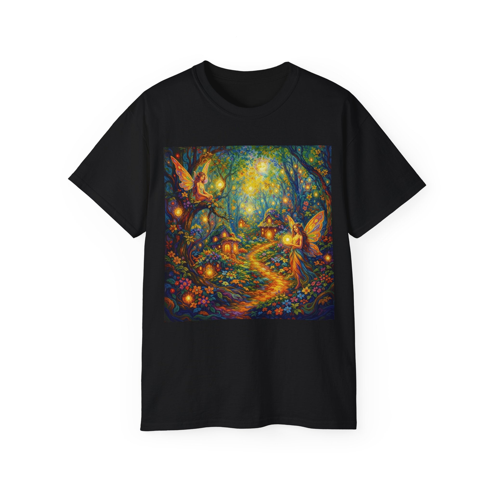 Fairy Forest Cotton T-Shirt — Enchanted Night Path Magic Tee