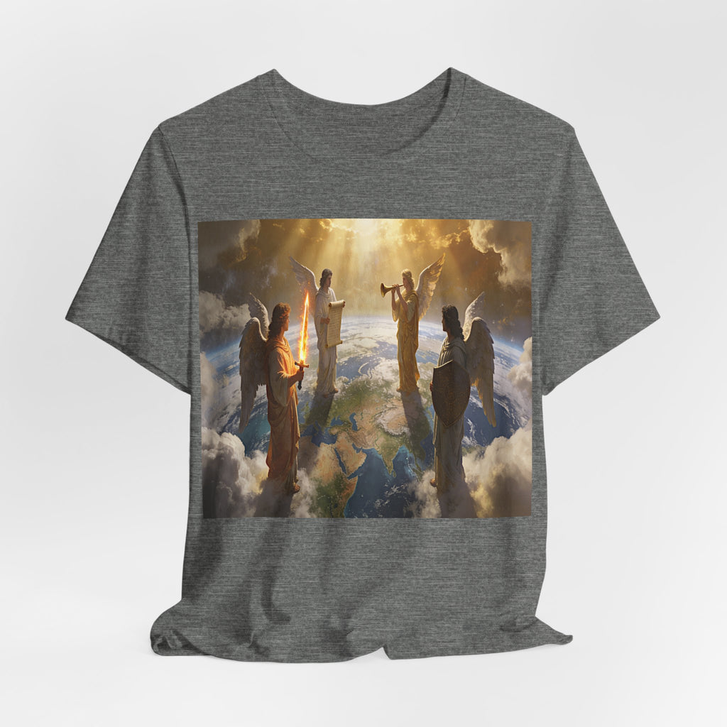 Christian Angel Choir T‑Shirt – Heavenly Worship Scene Tee Revelation 7:1-3