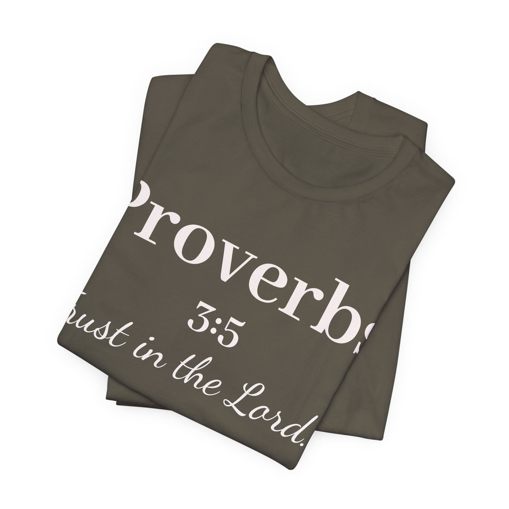 Proverbs 3:5 Tee — Minimal Christian Scripture Short Sleeve Shirt