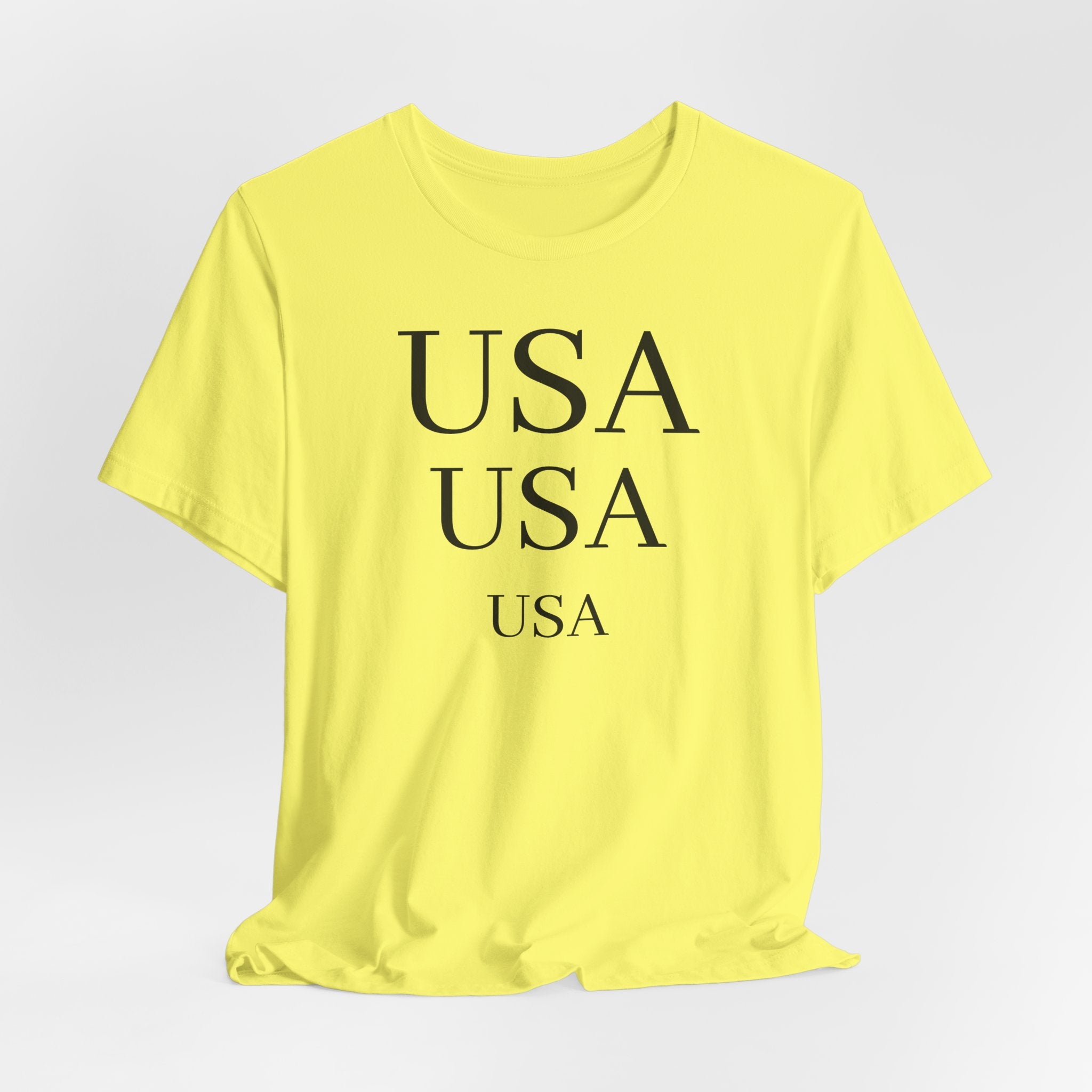 USA Minimalist Tee — Patriotic Text Graphic T-Shirt
