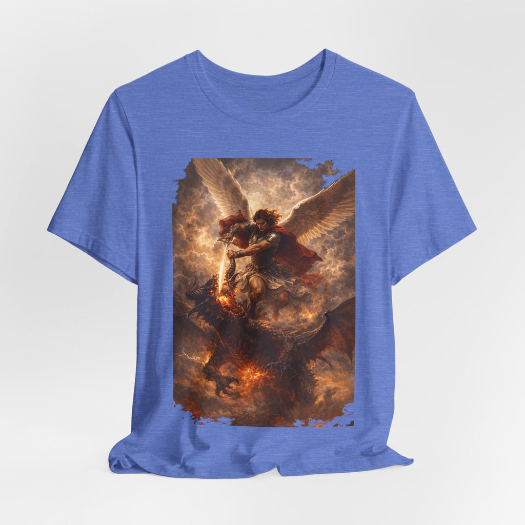 Michael and his angels fought against the dragon Revelation 12:7 Tee — Spiritual Battle Winged Art T-Shirt