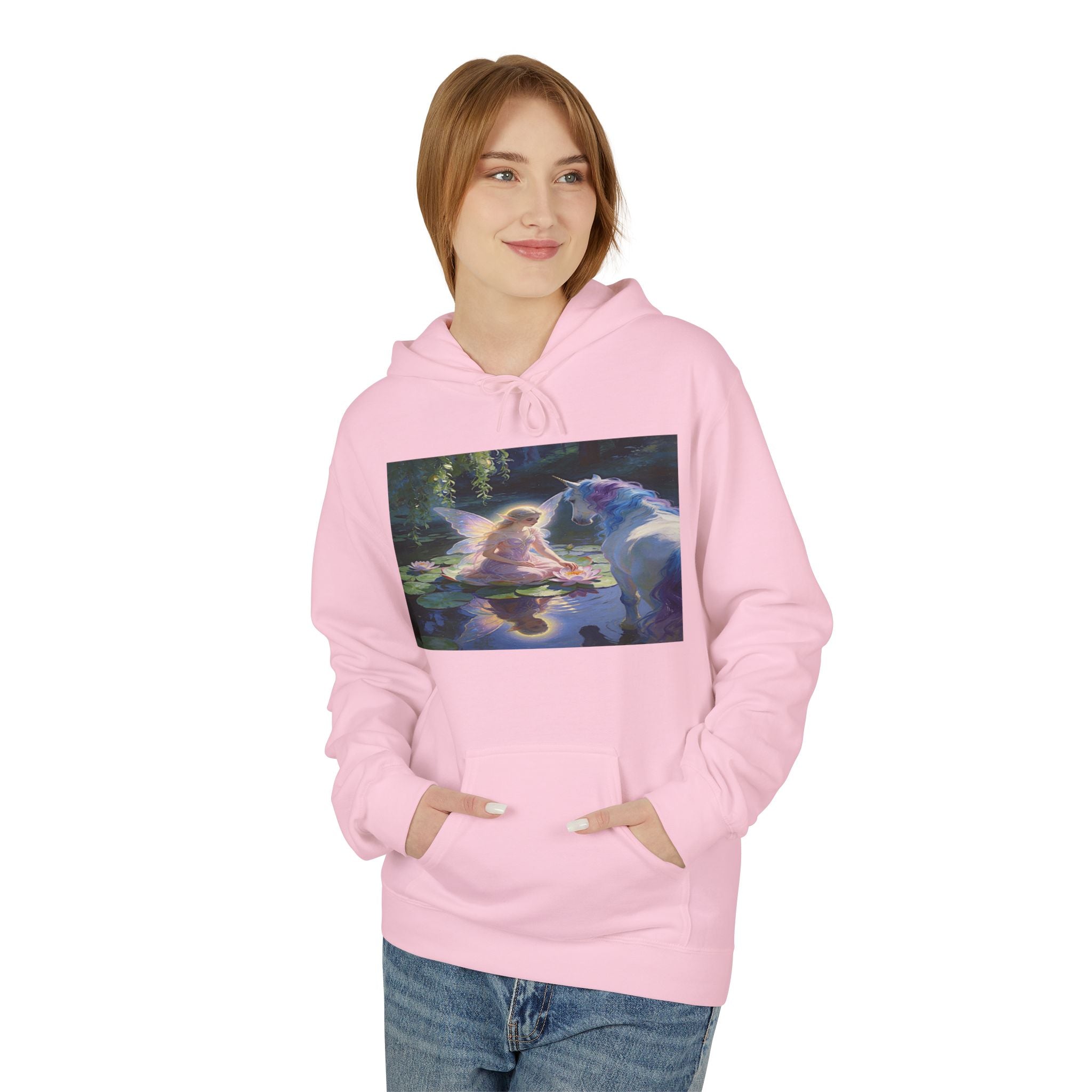 Unicorn and Fairy Cotton Hoodie — Abstract Galaxy Flower Print Pullover