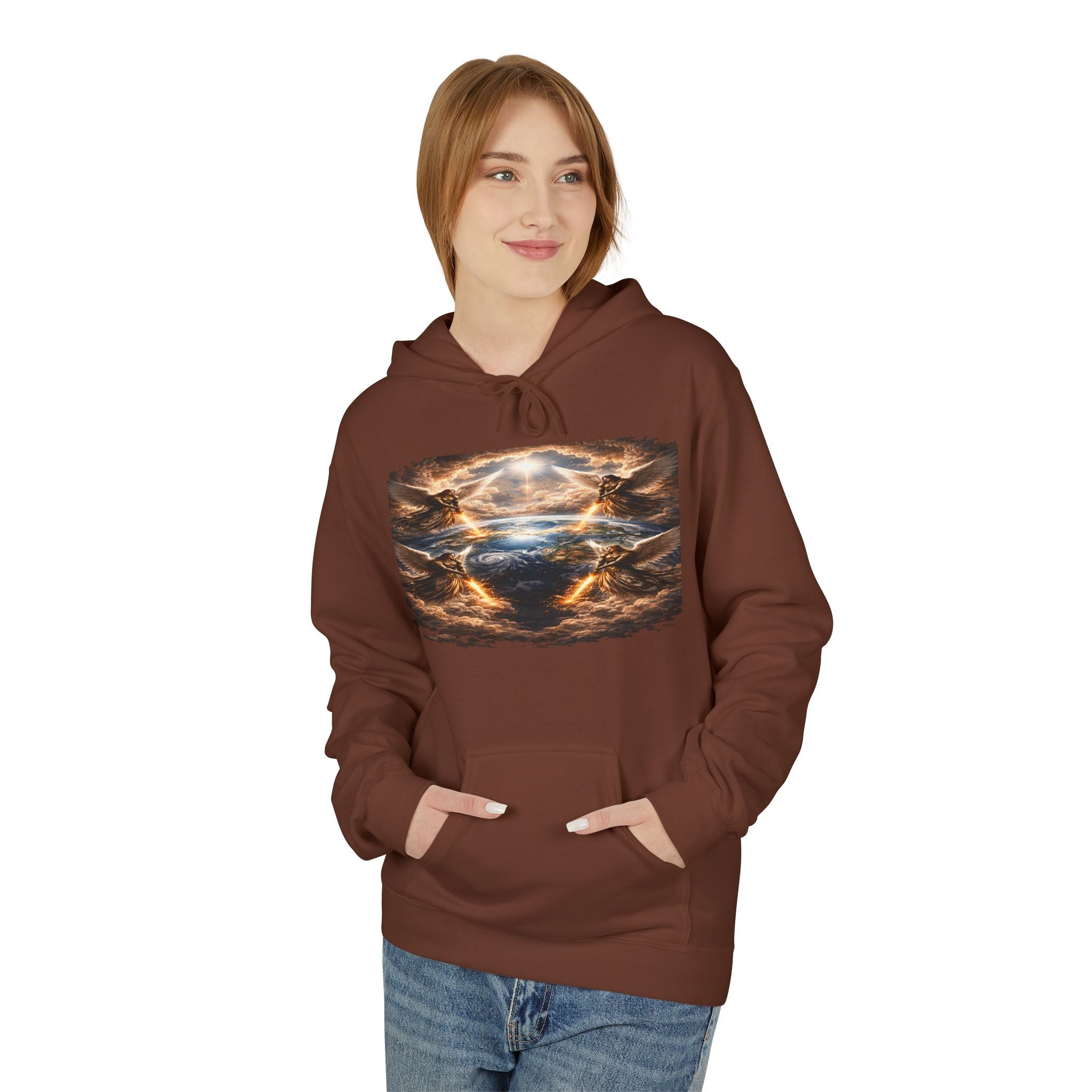 Revelation 7:1 The four Angels at the end of times-Jesus Christ retrun-Unisex Midweight Softstyle Fleece Hoodie