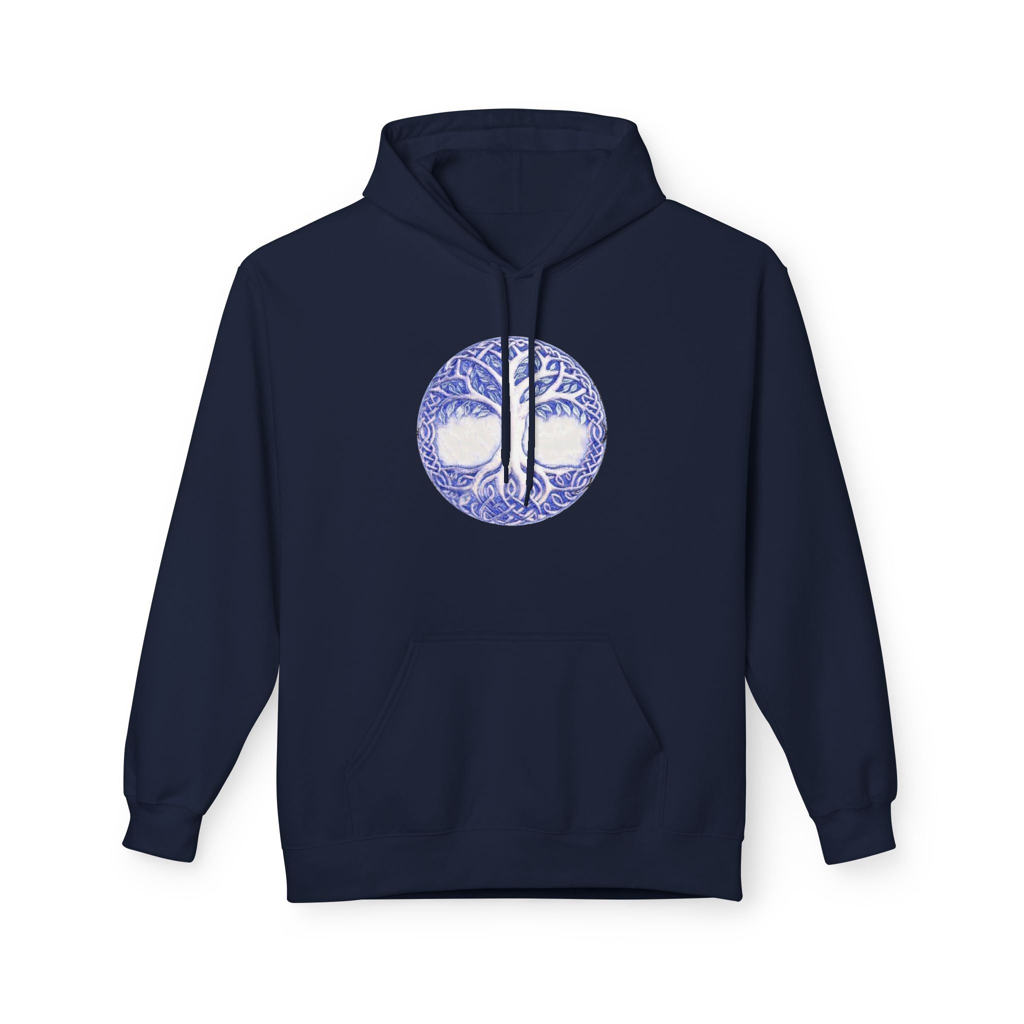 Yggdrasil, the Tree of Life Cotton Hoodie – Blue Mandala Woodland Graphic Pullover