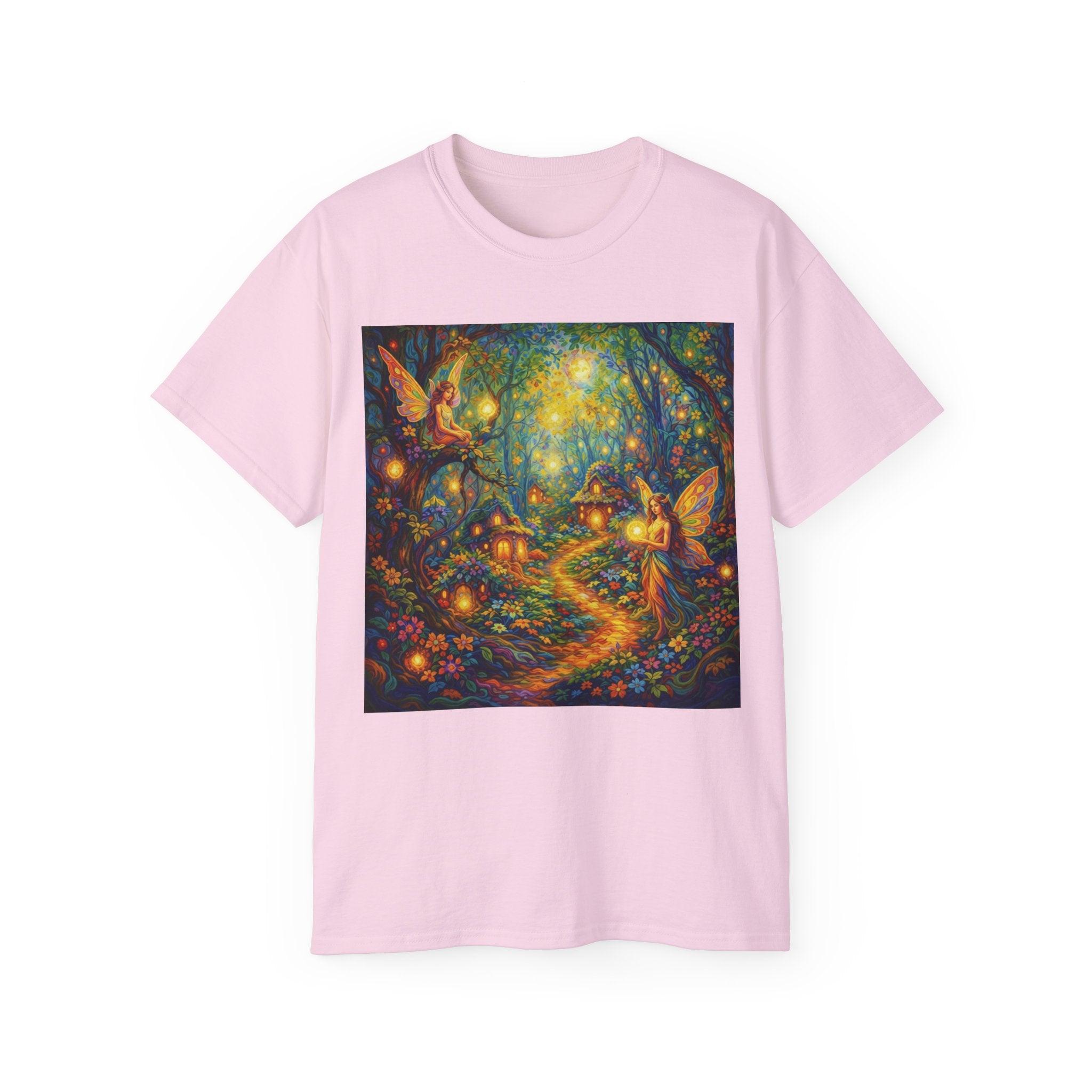 Fairy Forest Cotton T-Shirt — Enchanted Night Path Magic Tee