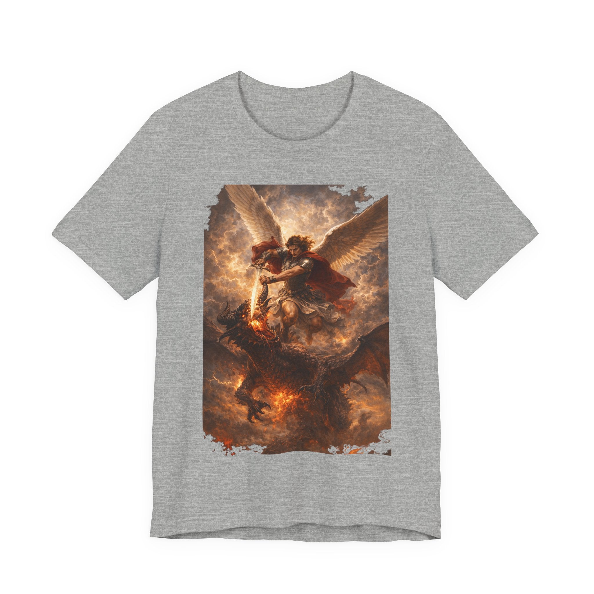 Michael and his angels fought against the dragon Revelation 12:7 Tee — Spiritual Battle Winged Art T-Shirt