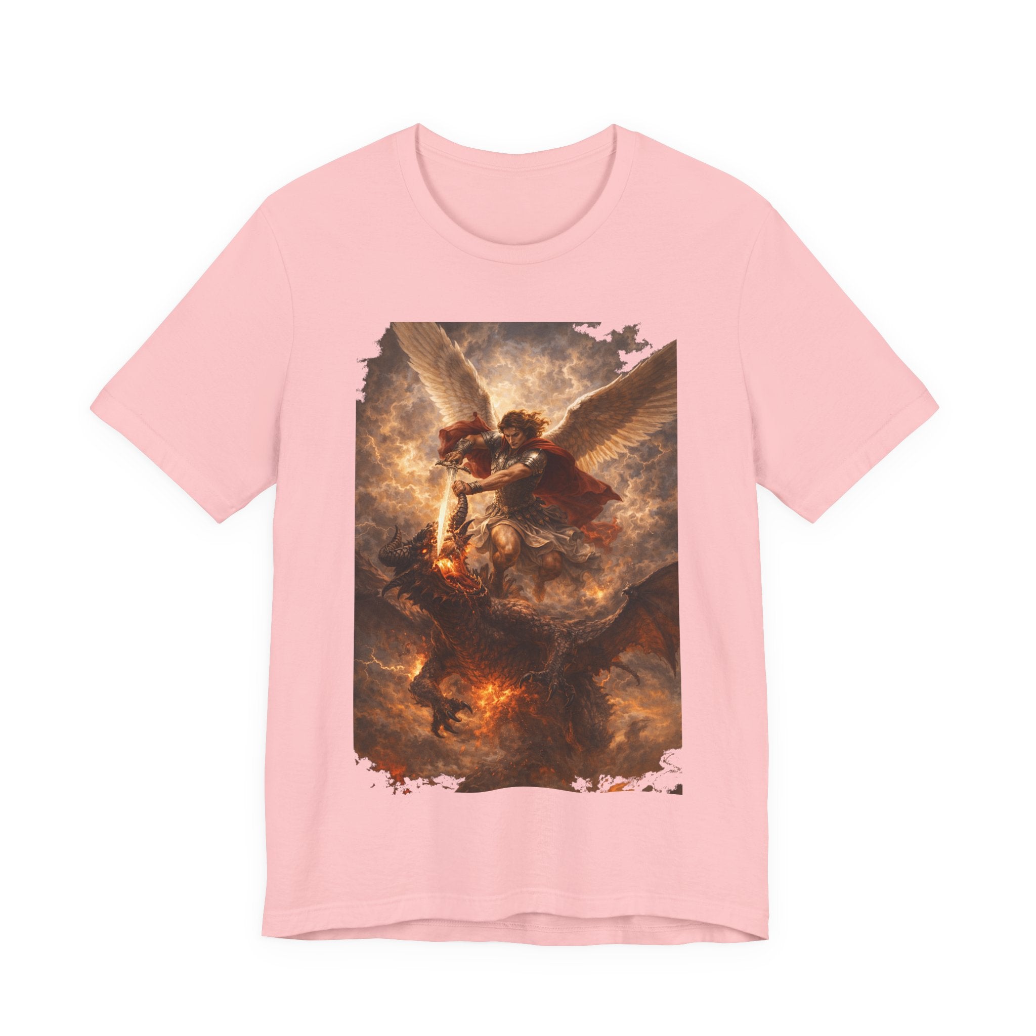 Michael and his angels fought against the dragon Revelation 12:7 Tee — Spiritual Battle Winged Art T-Shirt