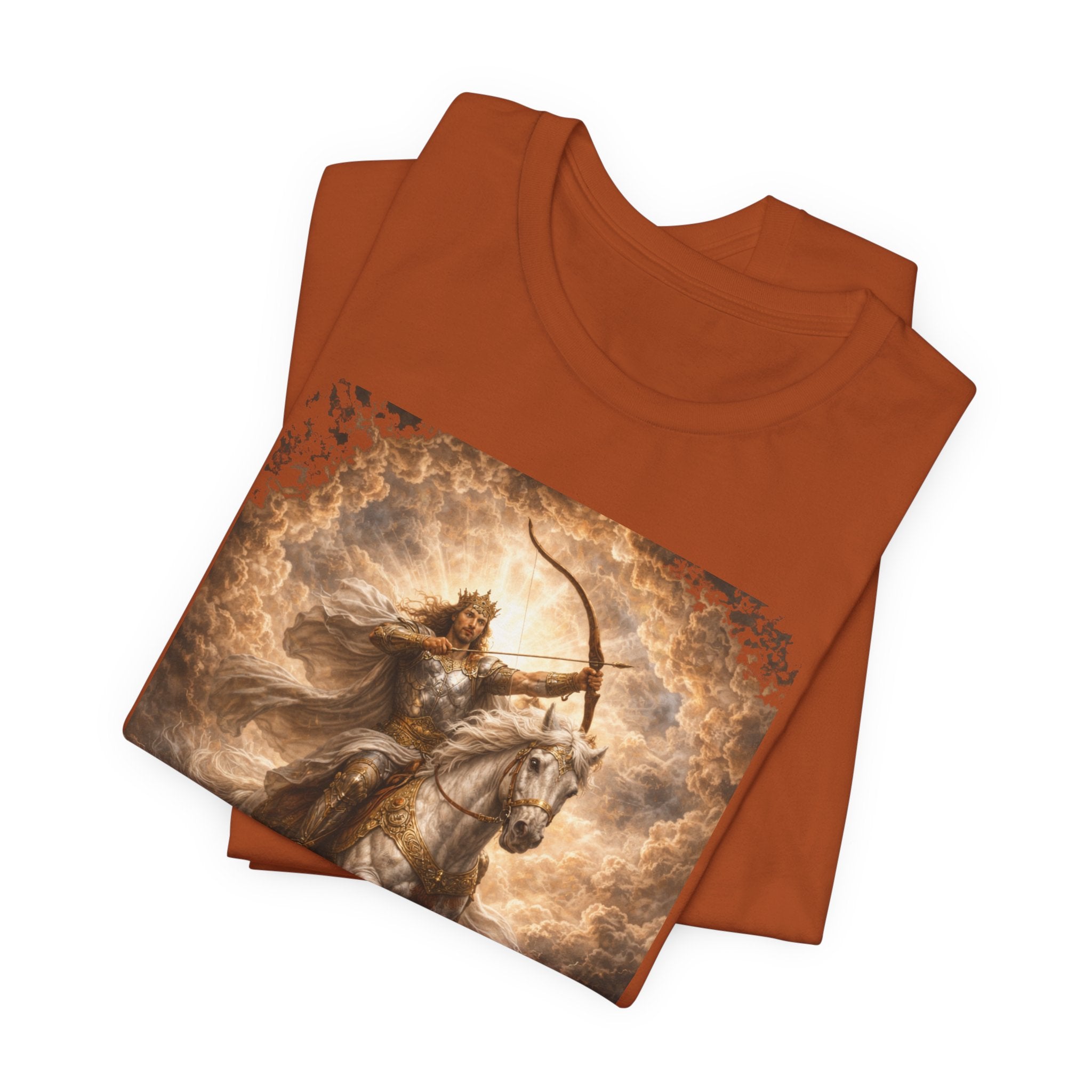 The white horse from Revelation 6:1-2! T‑Shirt — "Conquer" Warrior Archer Graphic Tee