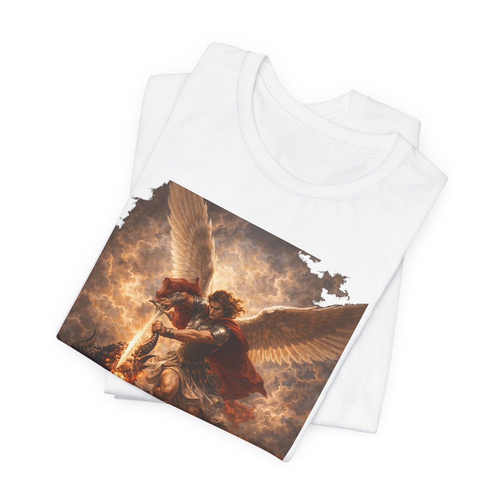 Michael and his angels fought against the dragon Revelation 12:7 Tee — Spiritual Battle Winged Art T-Shirt