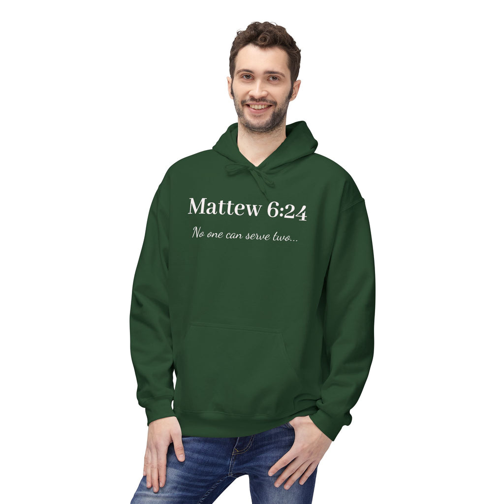 Matthew 6:24 Scripture Hoodie — "No one can serve two lords" Christian Pullover